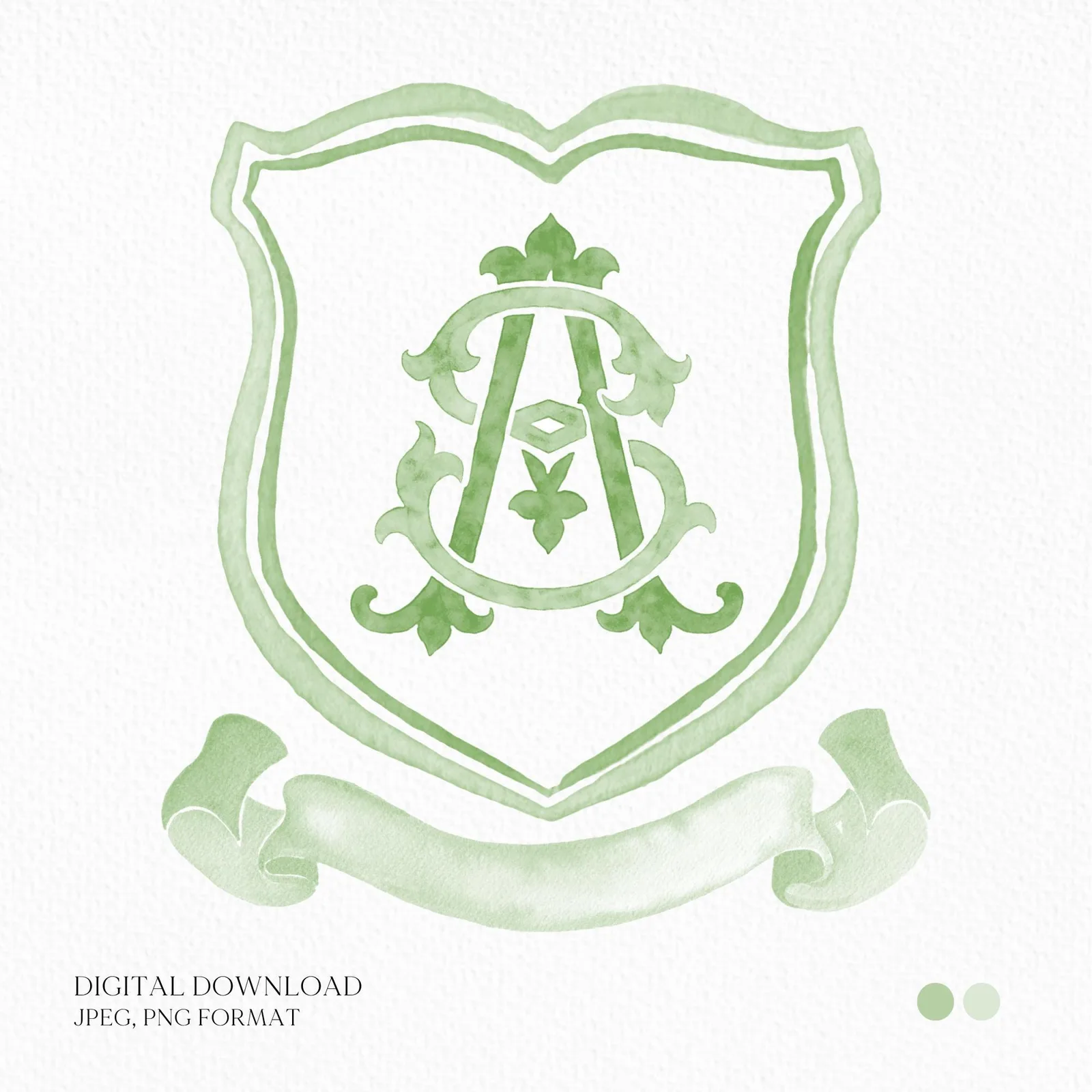 Modern Classic Wedding Crest - Monogram Crest - Luxury Watercolor Wedding Crest - Romantic Wedding Crest - Custom Monogram Initial Letters