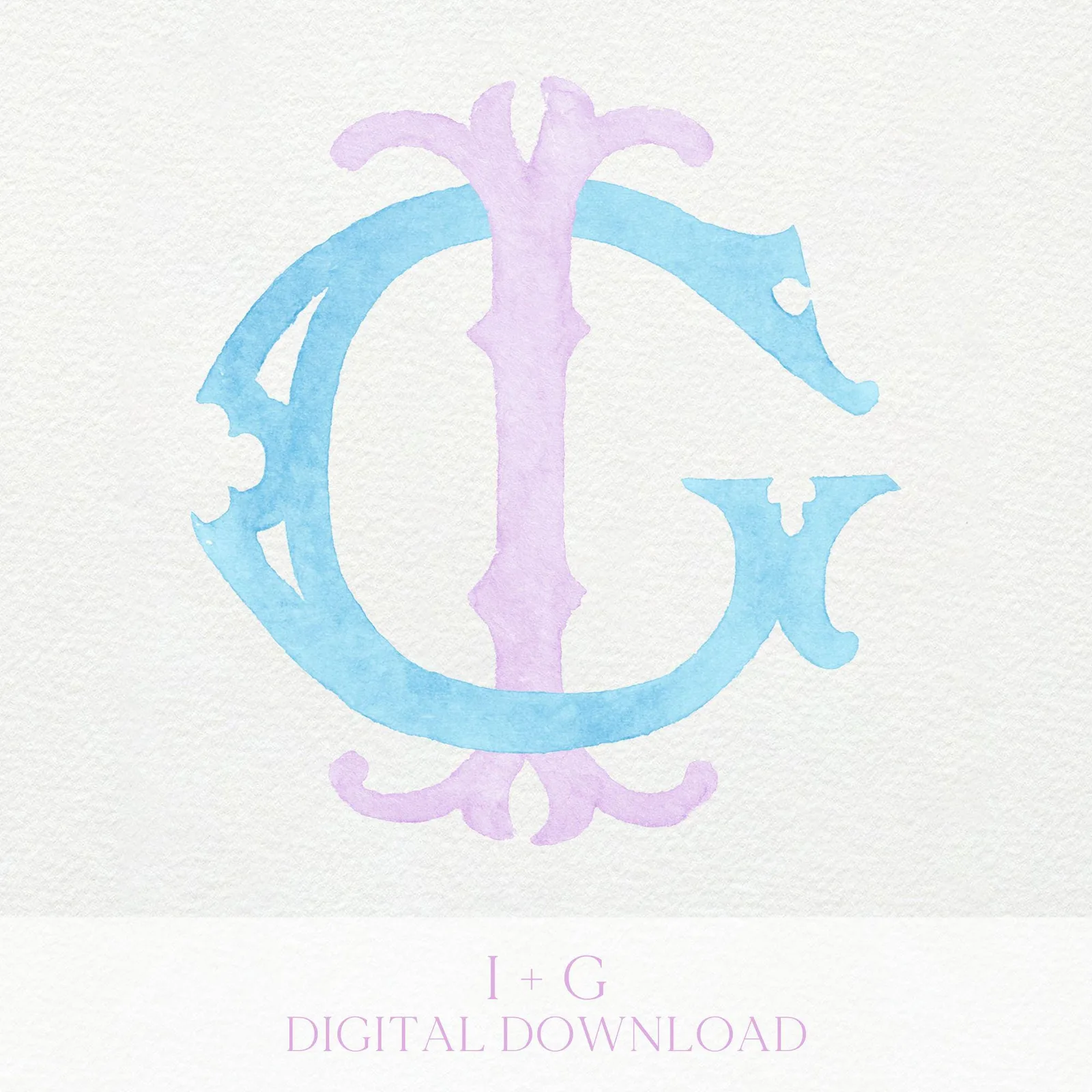 Watercolor Wedding Monogram GI/IG - Classic Interlocking Design (Digital Download)