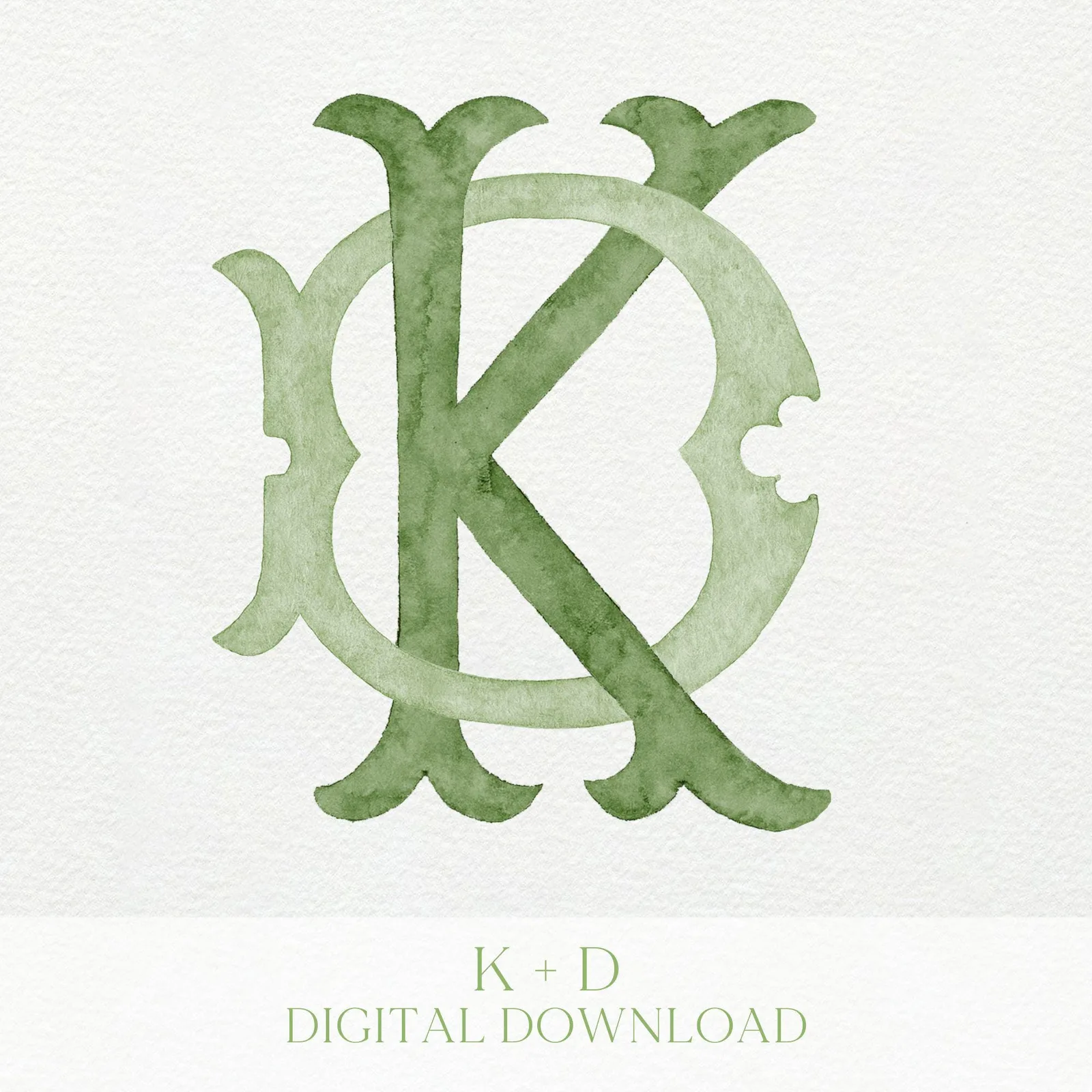 Watercolor Wedding Monogram KD - Classic 2 Letter Design (Digital Download)