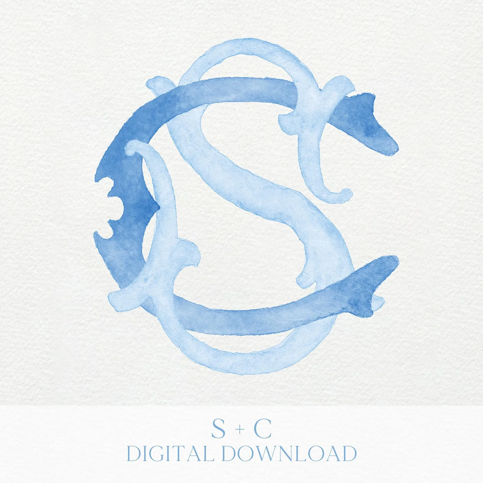 Watercolor Wedding Monogram CS - Classic Letter (Digital Download)