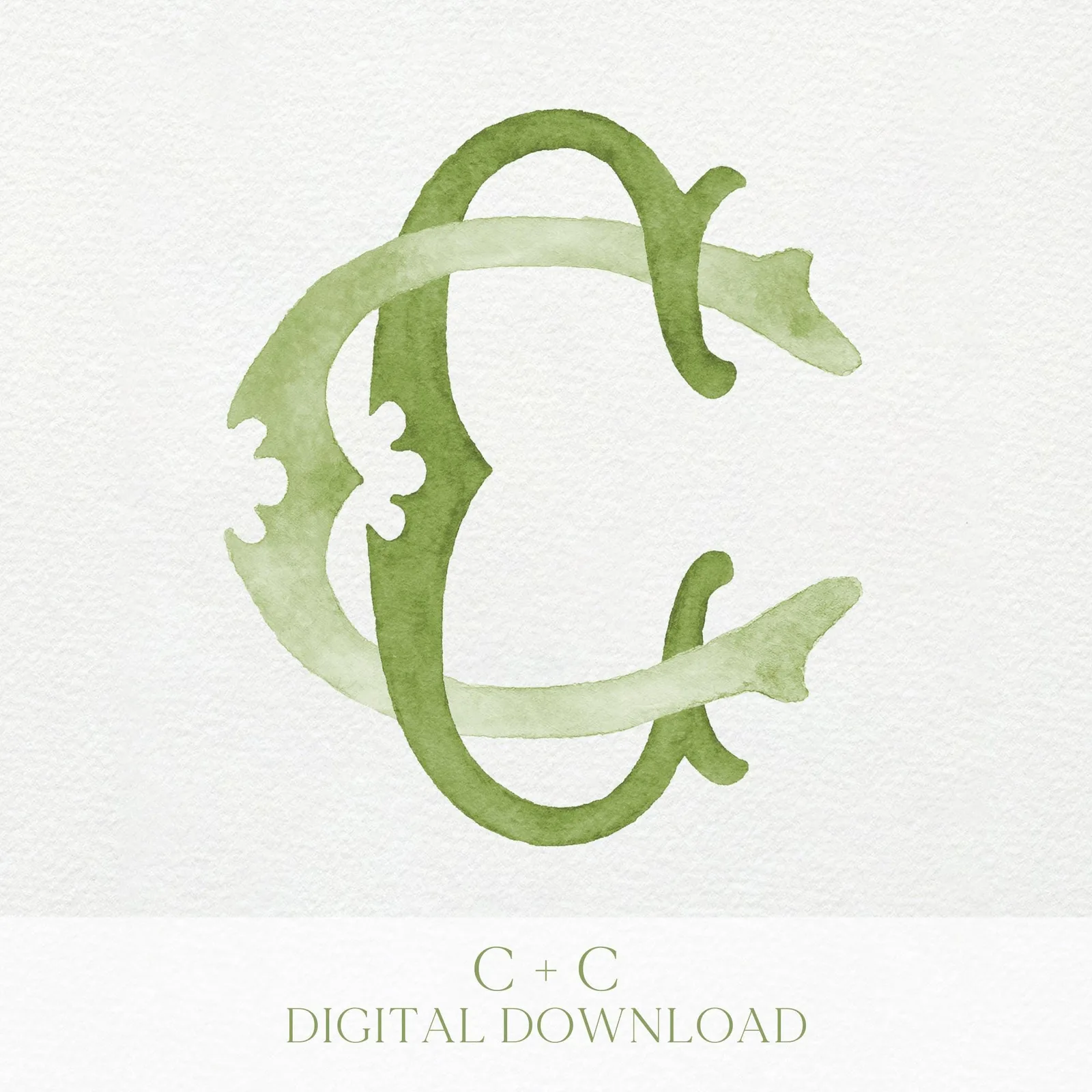 Watercolor Wedding Monogram CC Classic Monogram - Digital Download - 2 Letter Monogrammed - Custom Watercolor Wedding Crest