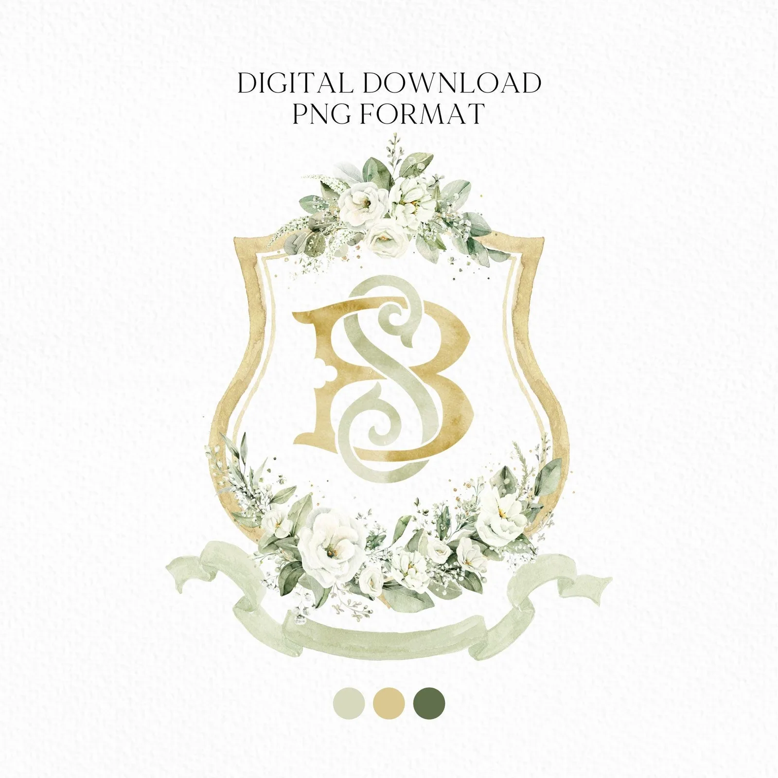 Crest Geometric White Flower Wedding Crest