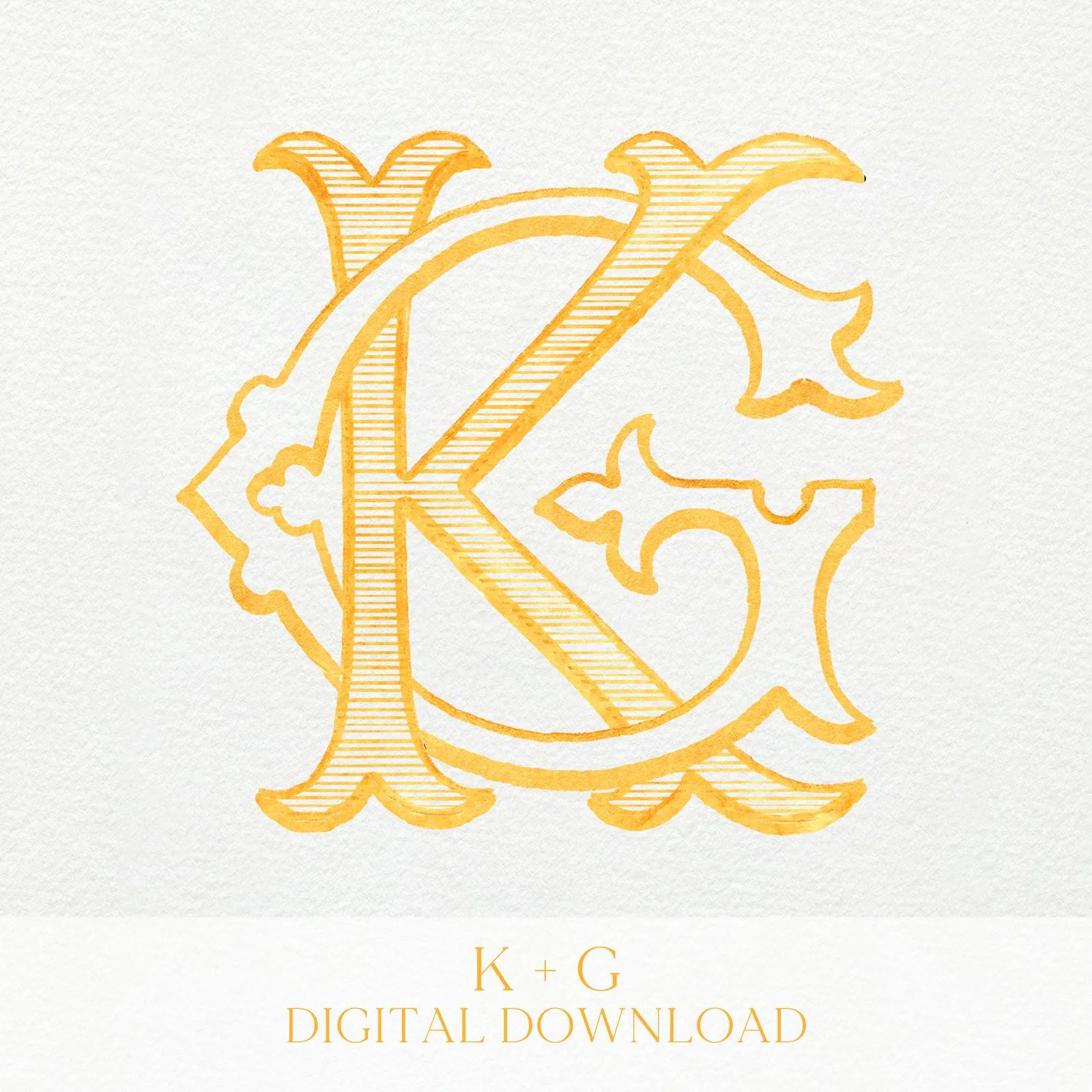 Watercolor Wedding Monogram – KG Interlocking Initial (Digital Download)