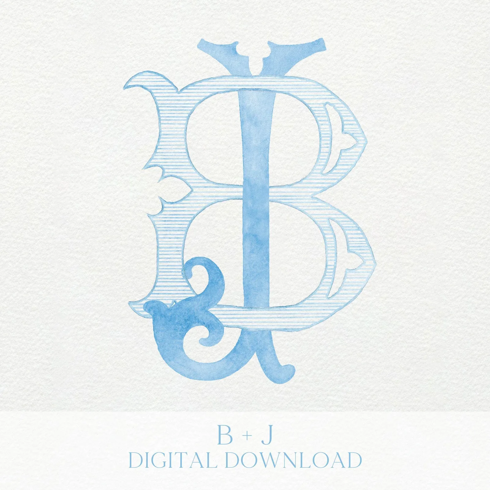 Watercolor Wedding Monogram – Classic JB Design (Digital Download)