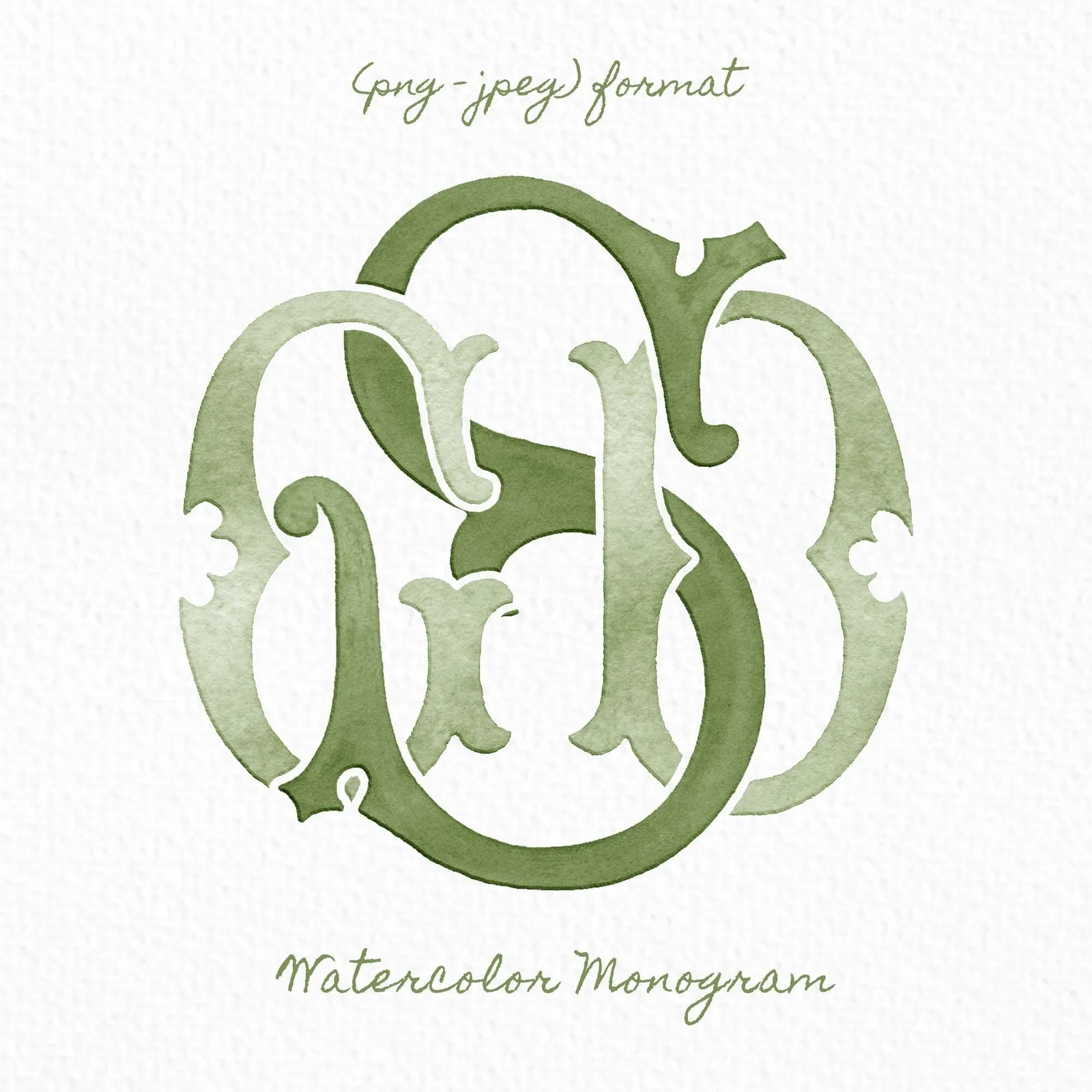 Custom Three Monogram Initial Letters, Three Monogram for Crest Design, Wedding Monogram, Wedding Logo, Custom Watercolor Wedding Crest
