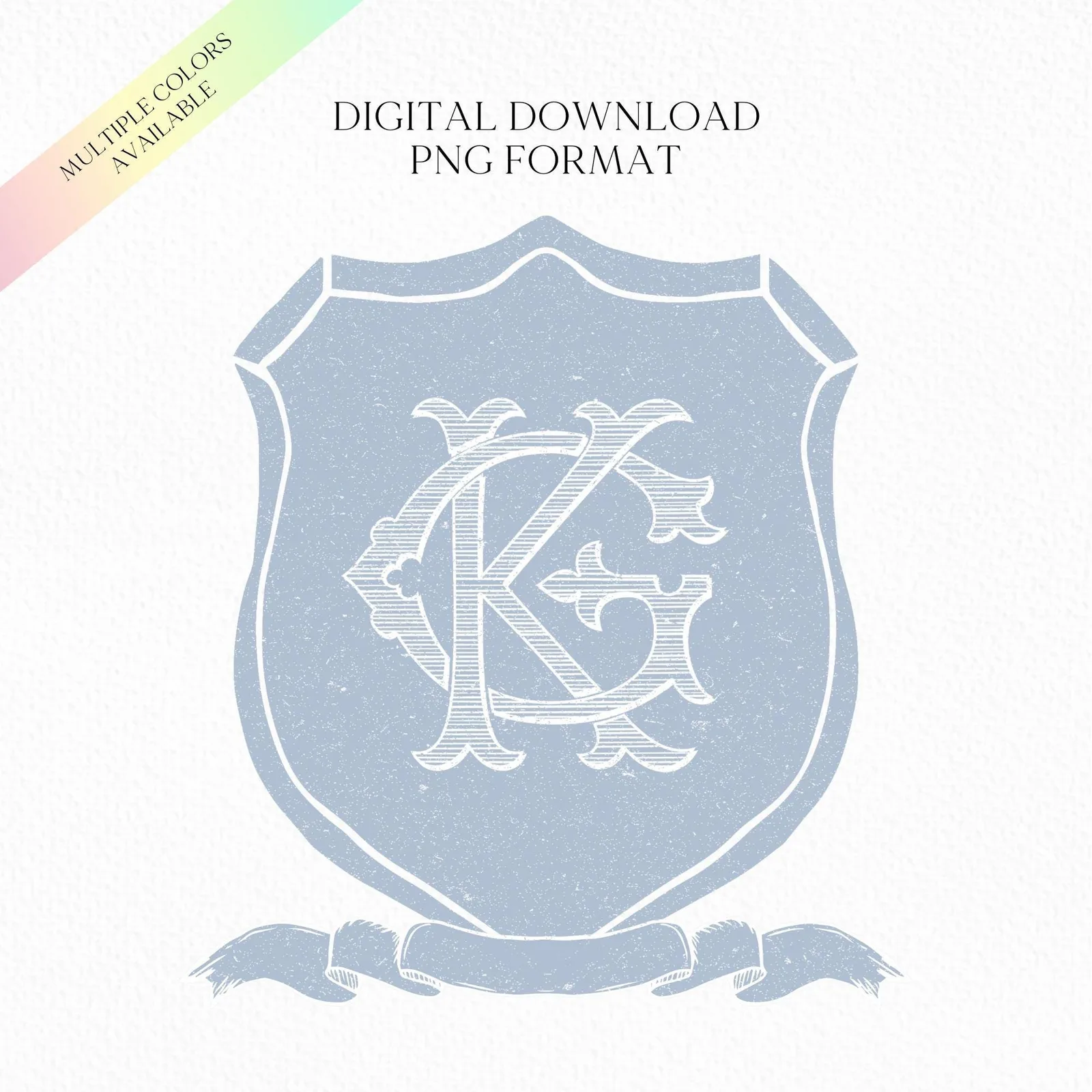 Vintage Blue Simple Crest - Monogram Crest - Luxury Line art Wedding Crest