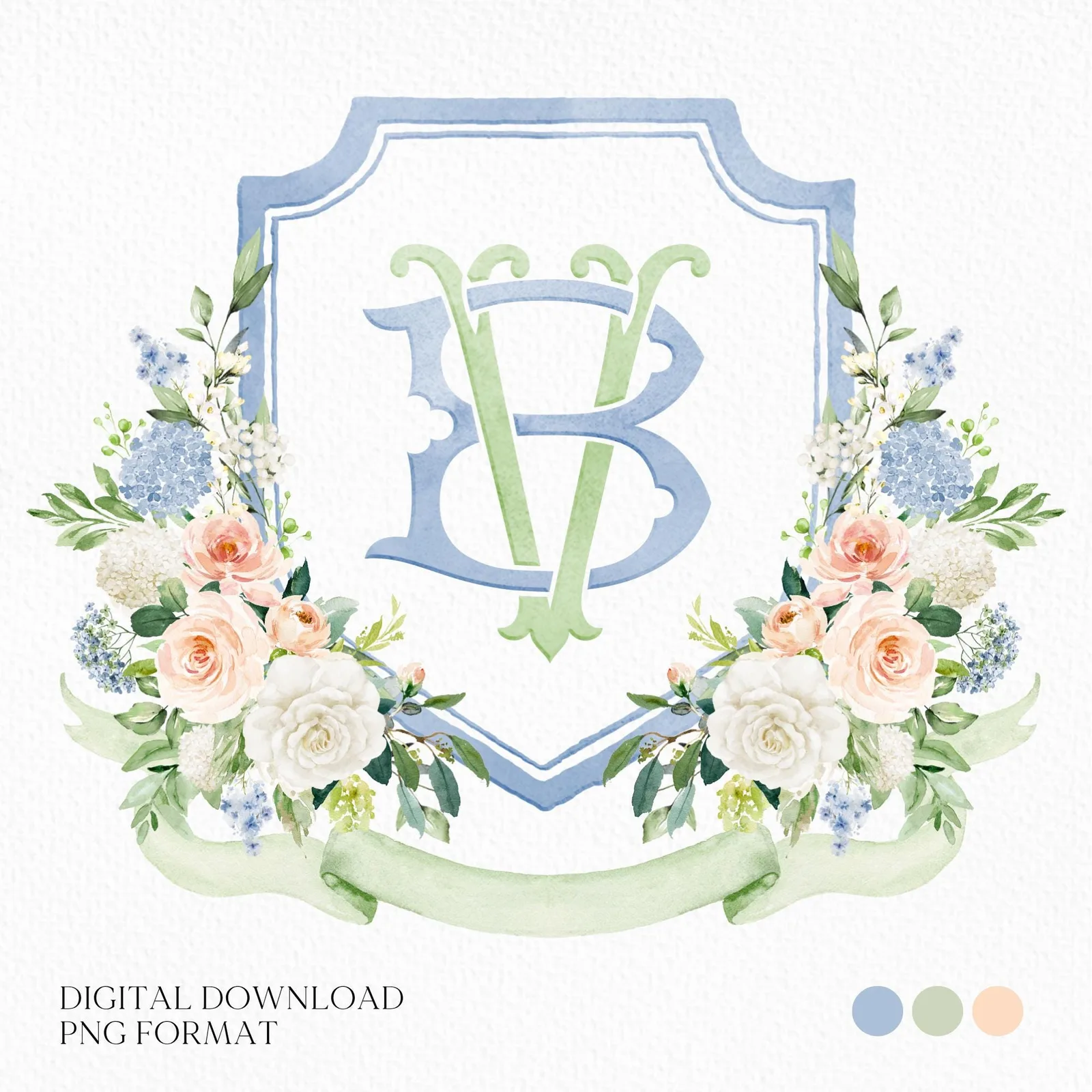 Being Dusty Light blue Flower Wedding Crest