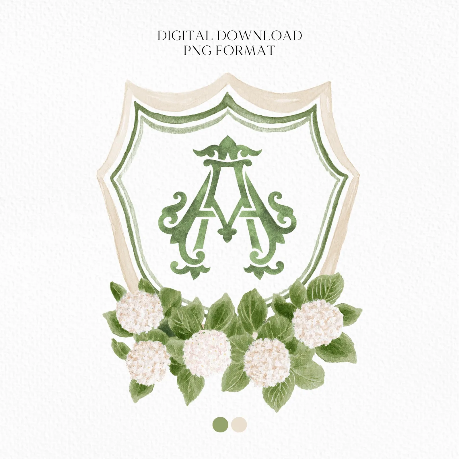 Hydrangea White Flower Wedding Crest - Monogram Crest