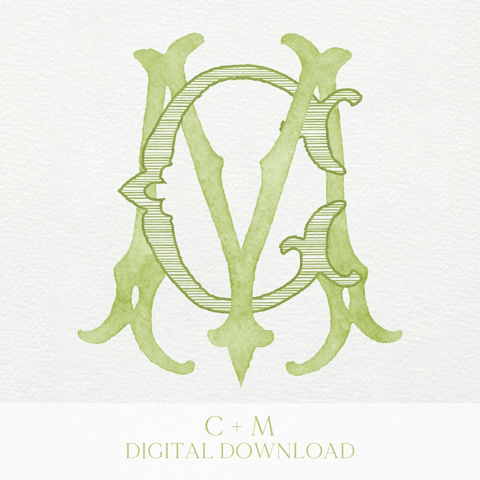Watercolor Wedding Monogram – Classic CM Design (Digital Download)