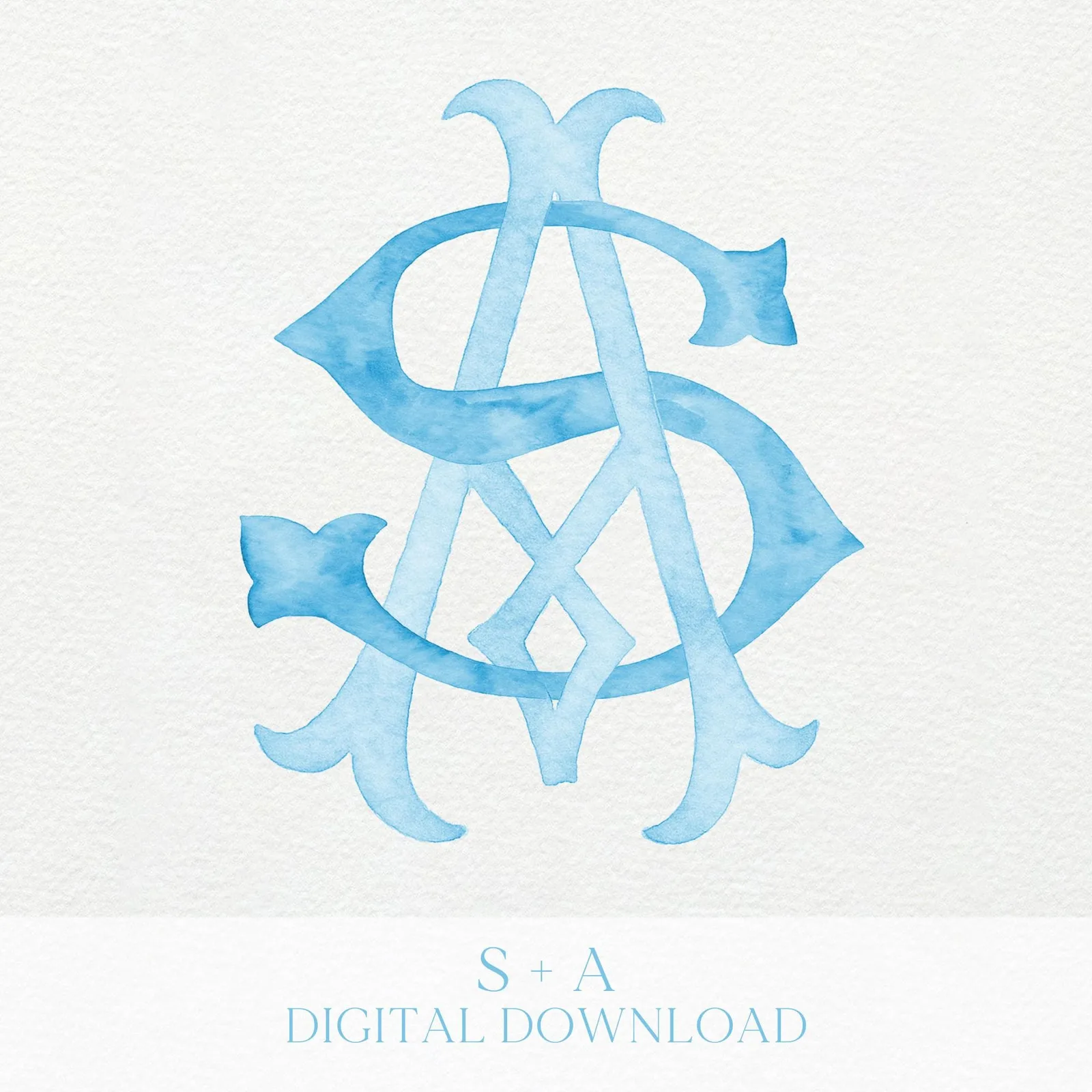 Watercolor Wedding Monogram AS - SA Classic (Digital Download)