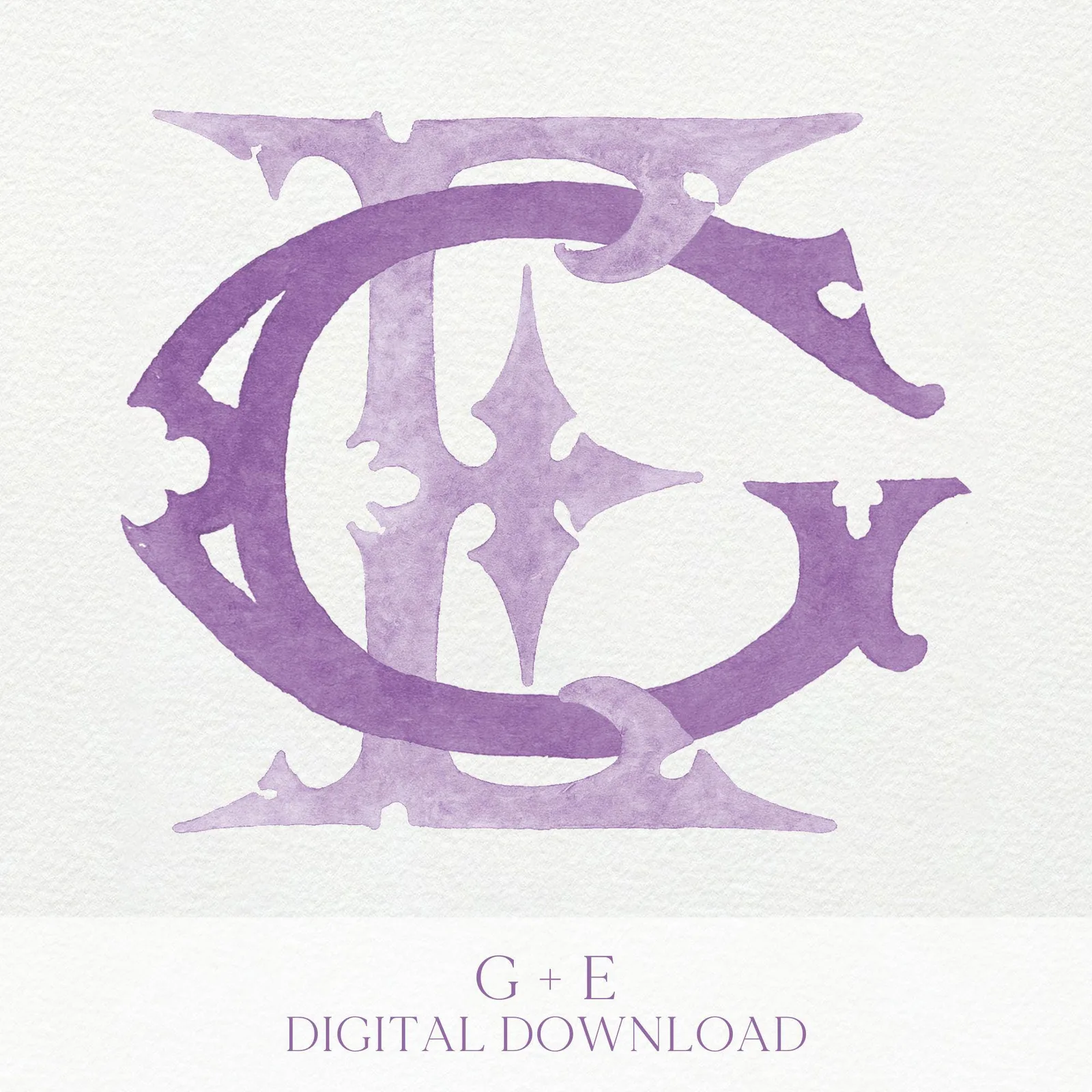 Watercolor Wedding Monogram GE/EG – Classic Letter Design (Digital Download)