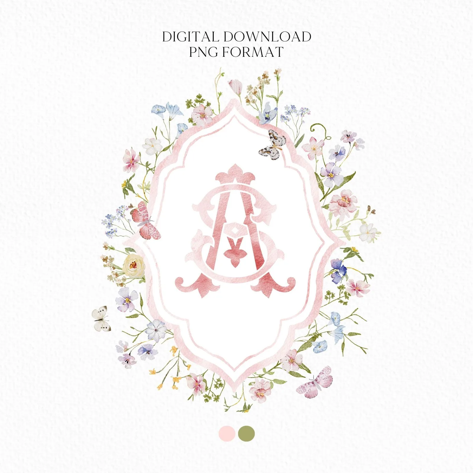 Isabella WildFlower Wedding Crest - Monogram Crest