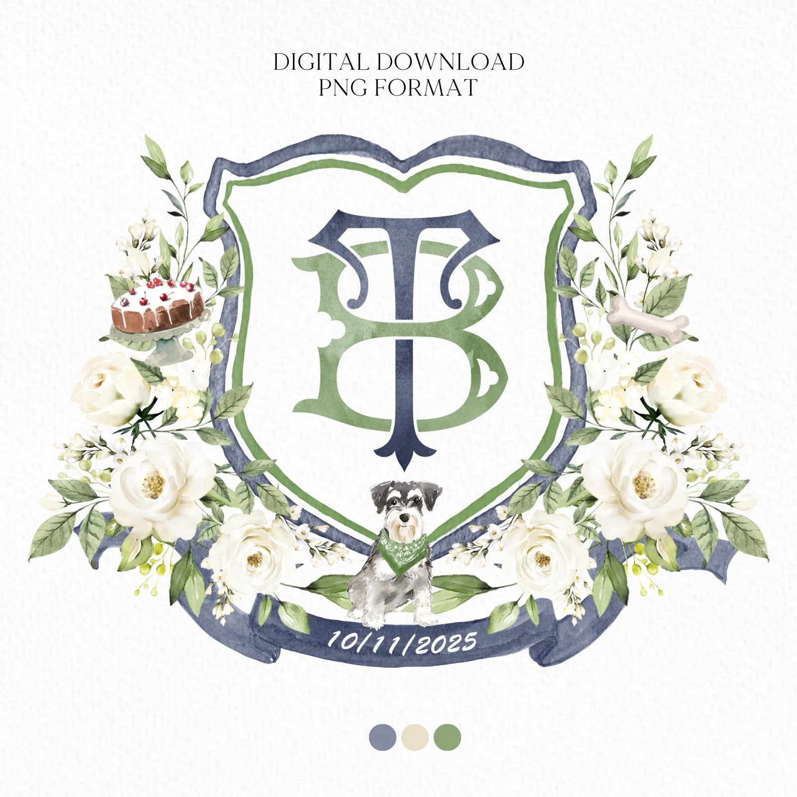 Creamy Rose Ivory Greenery White Flower Wedding Crest