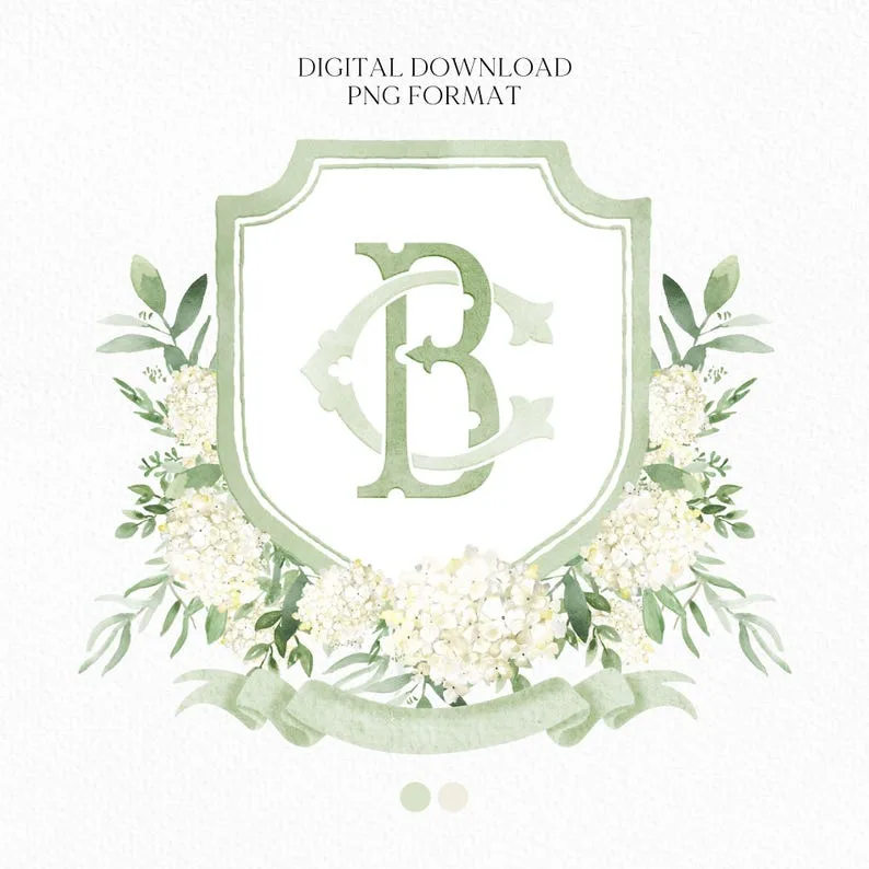 White Hydrangea Flower Wedding Crest
