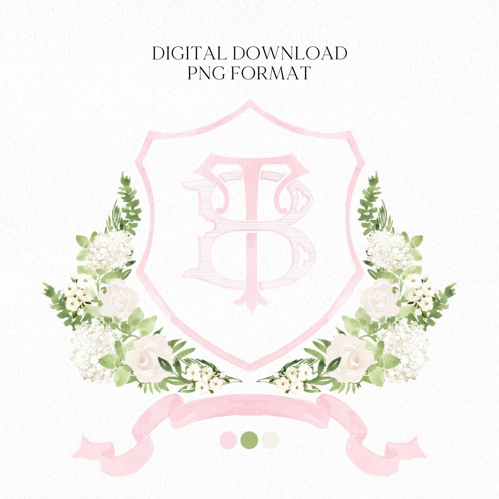 White Rose Greenery White Hydrangea Flower Wedding Crest