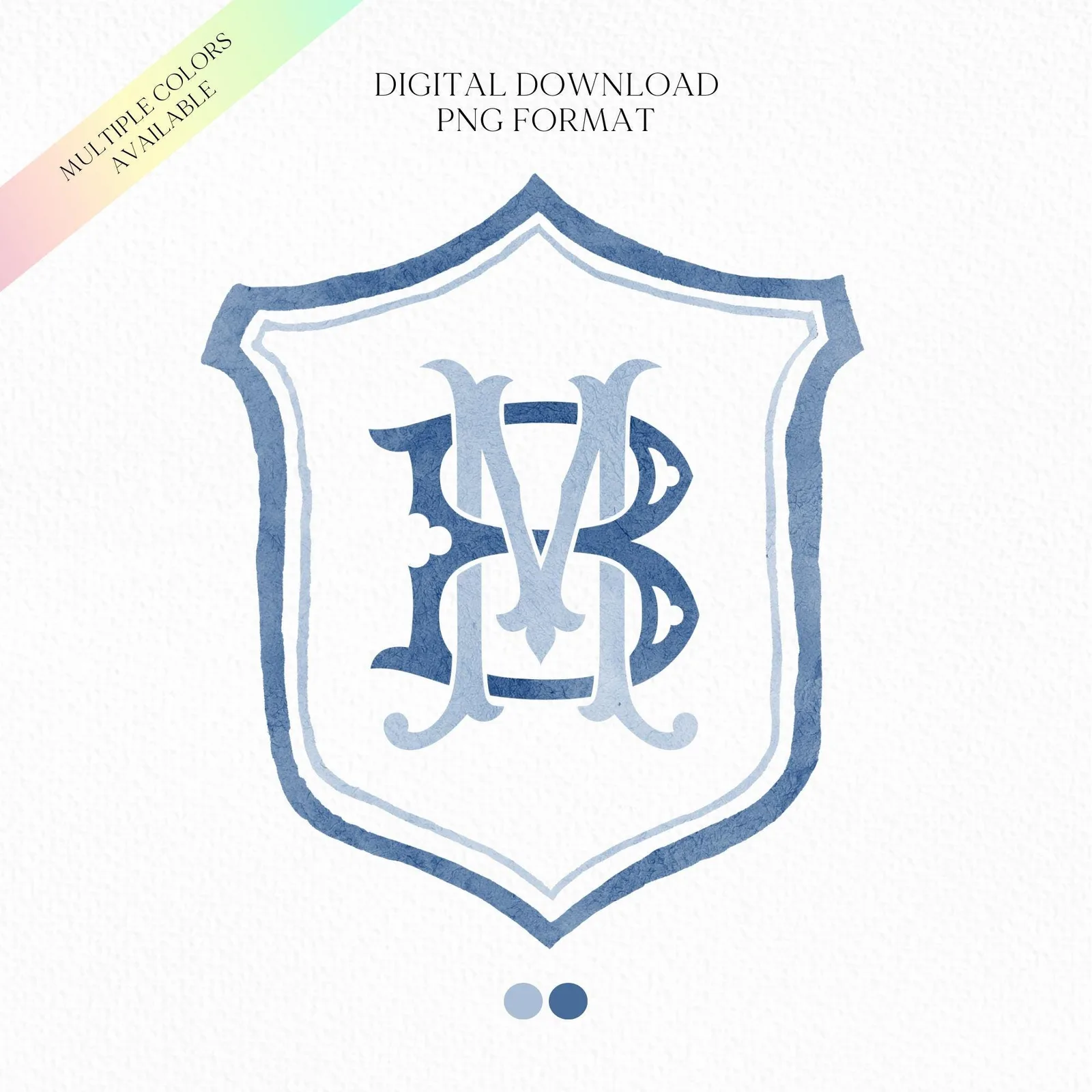 Modern Classic Wedding Crest - Monogram Crest - Luxury Watercolor Wedding Crest - Romantic Wedding Crest - Custom Monogram Initial Letters