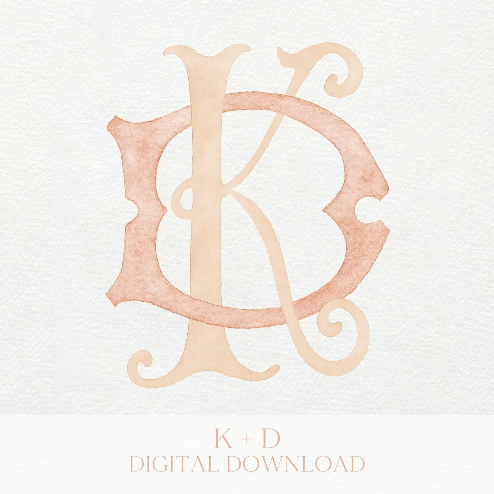 Watercolor Wedding Monogram DK – Classic Initials (Digital Download)
