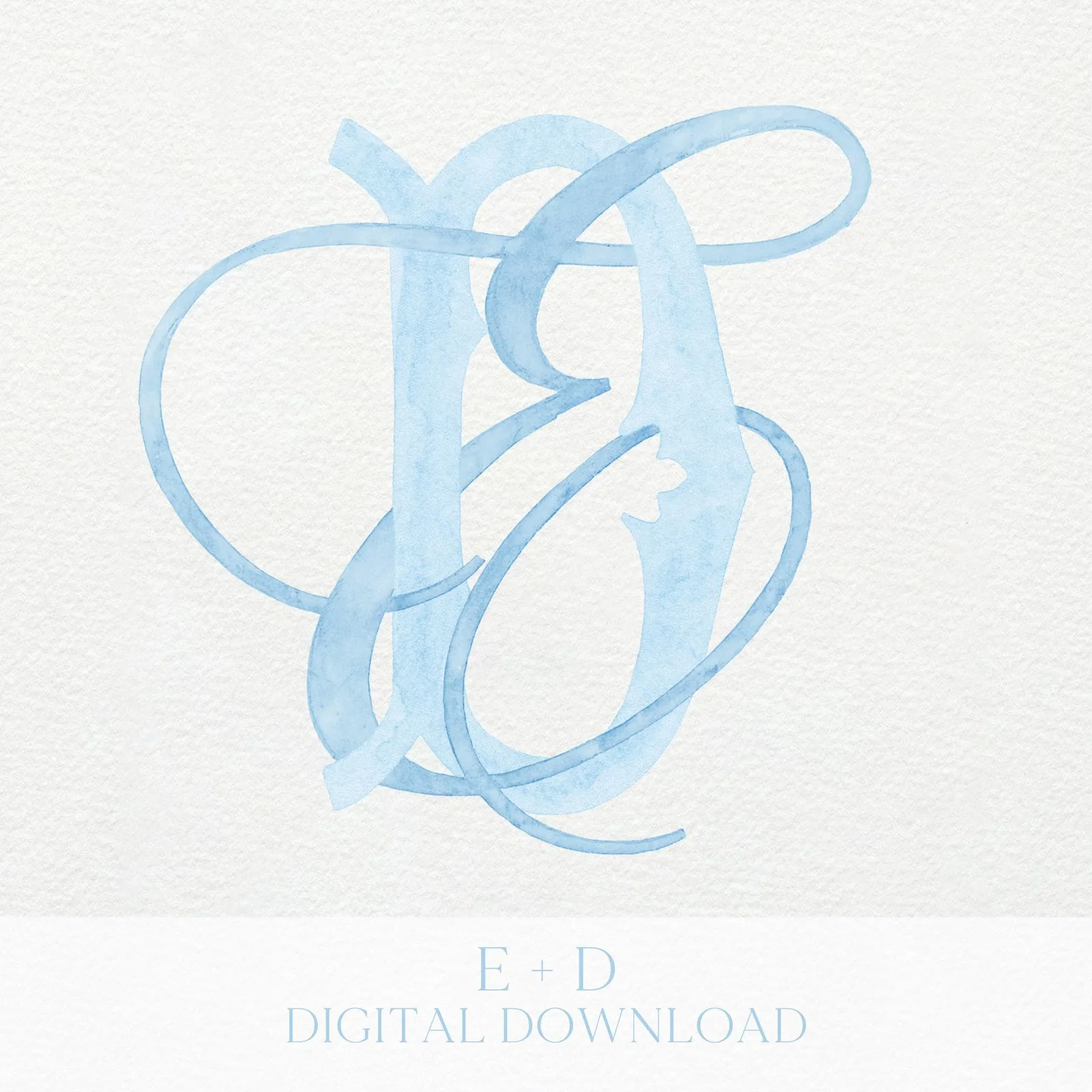 Watercolor Wedding Monogram ED – Classic Letter Design (Digital Download)