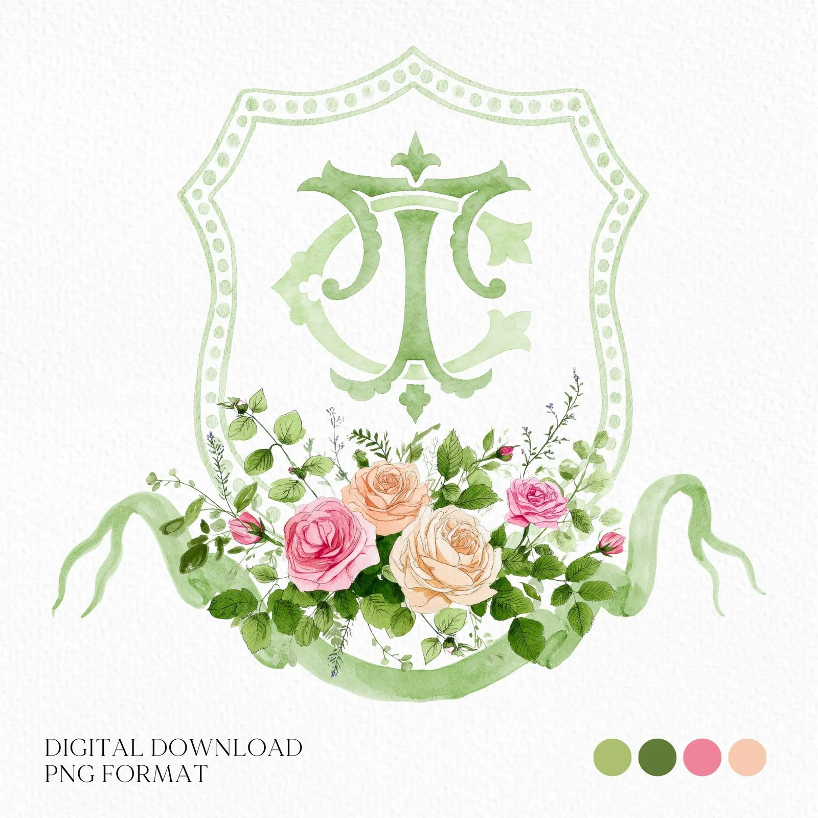 Blush Roses Soft Petals Flower Wedding Crest