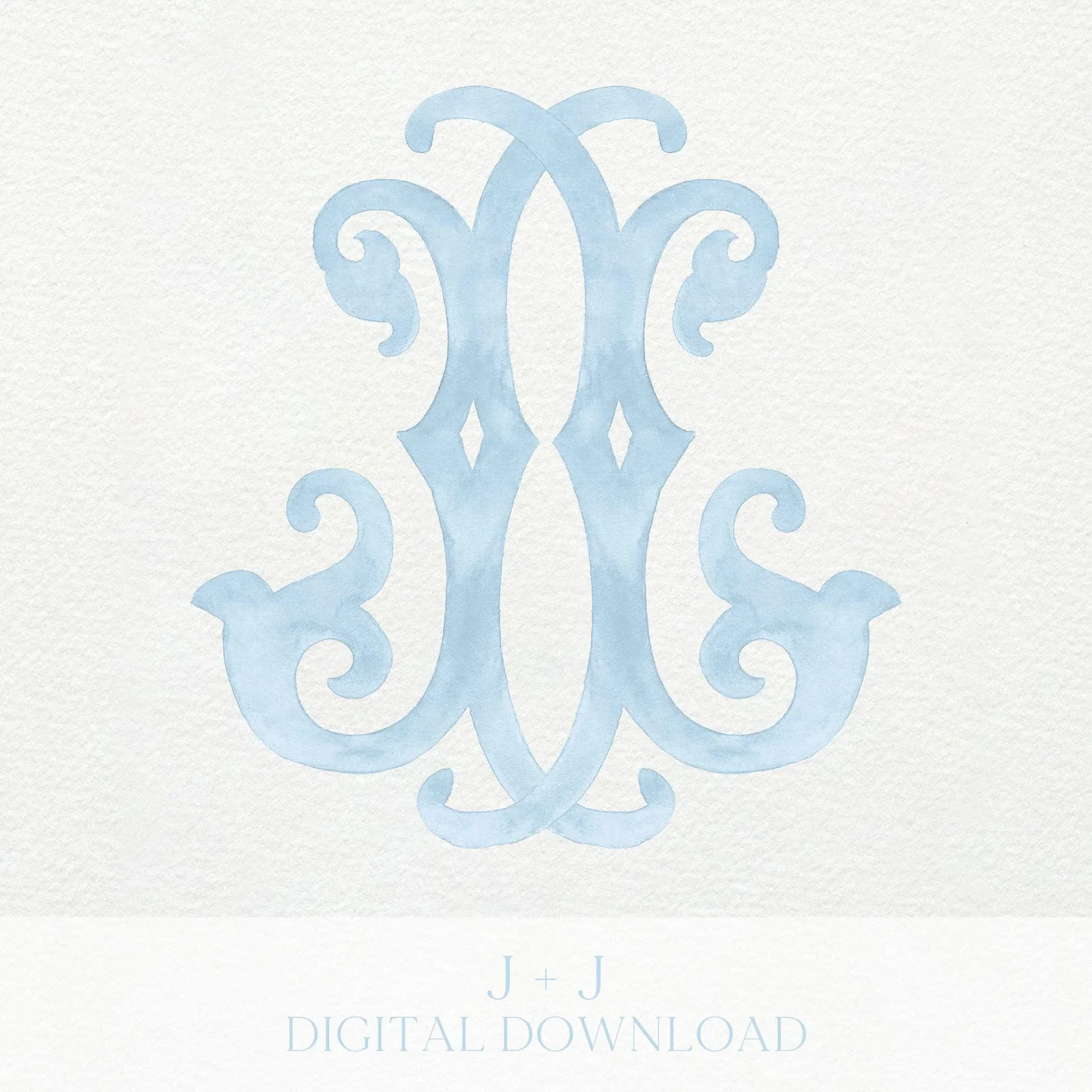 Watercolor Wedding Monogram JJ – Classic Design (Digital Download)