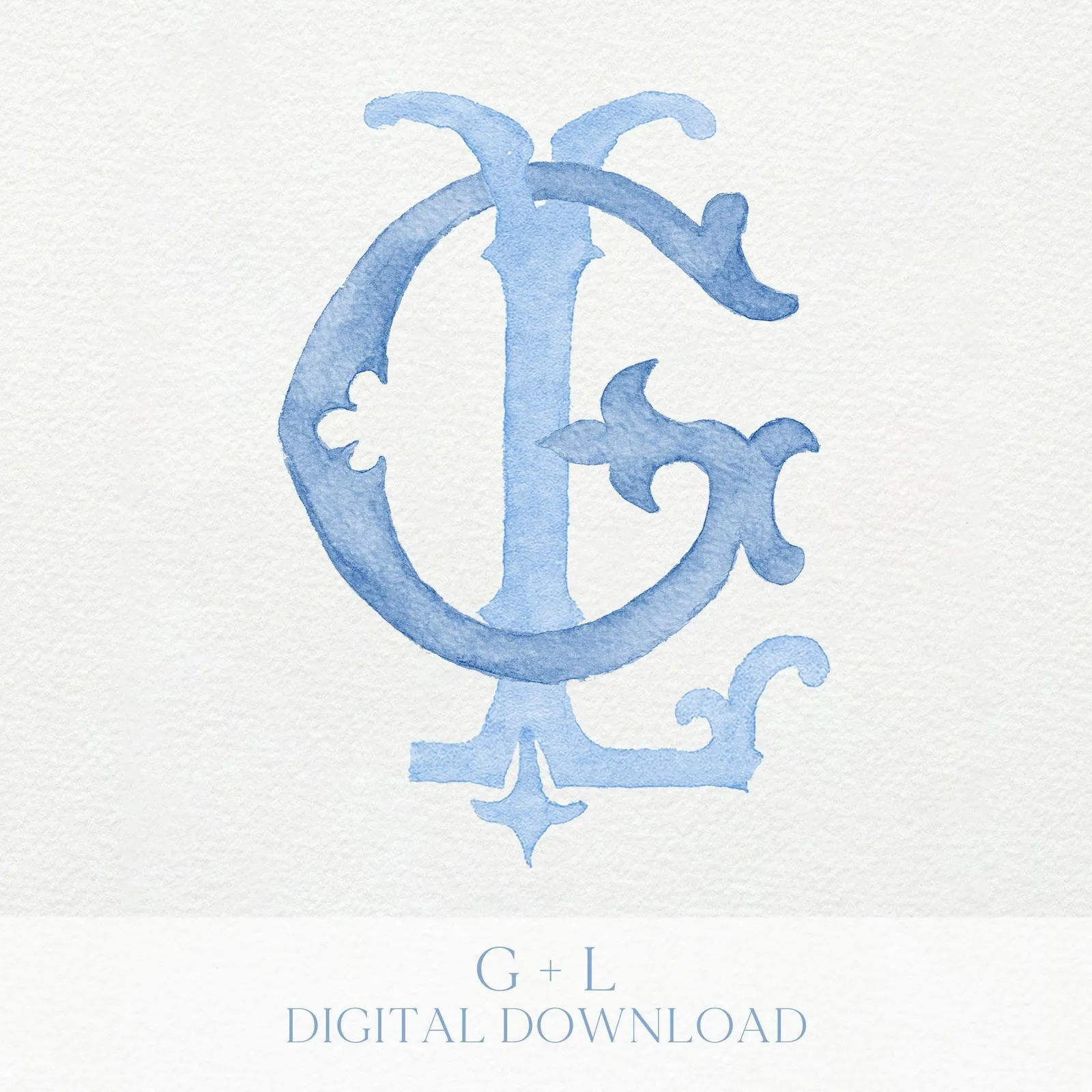 Watercolor GL Wedding Monogram – Classic Letter Design (Digital Download)