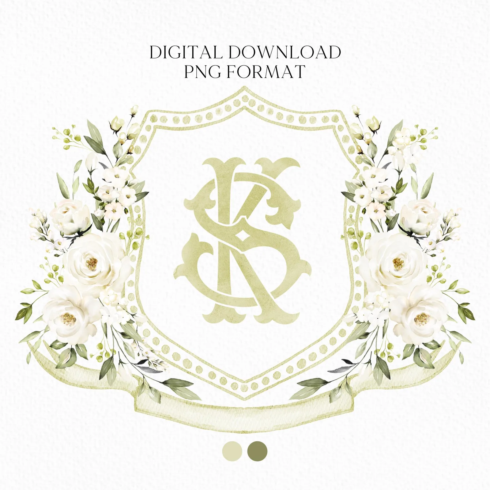 Creamy Rose Ivory Greenery White Flower Wedding Crest