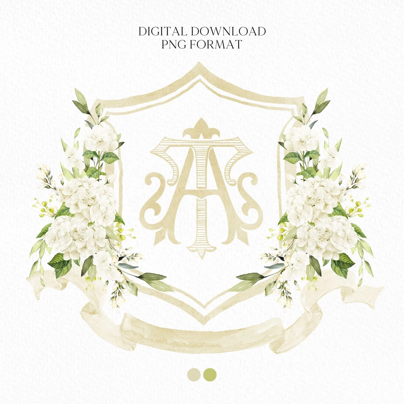 White Hydrangea Flower Wedding Crest