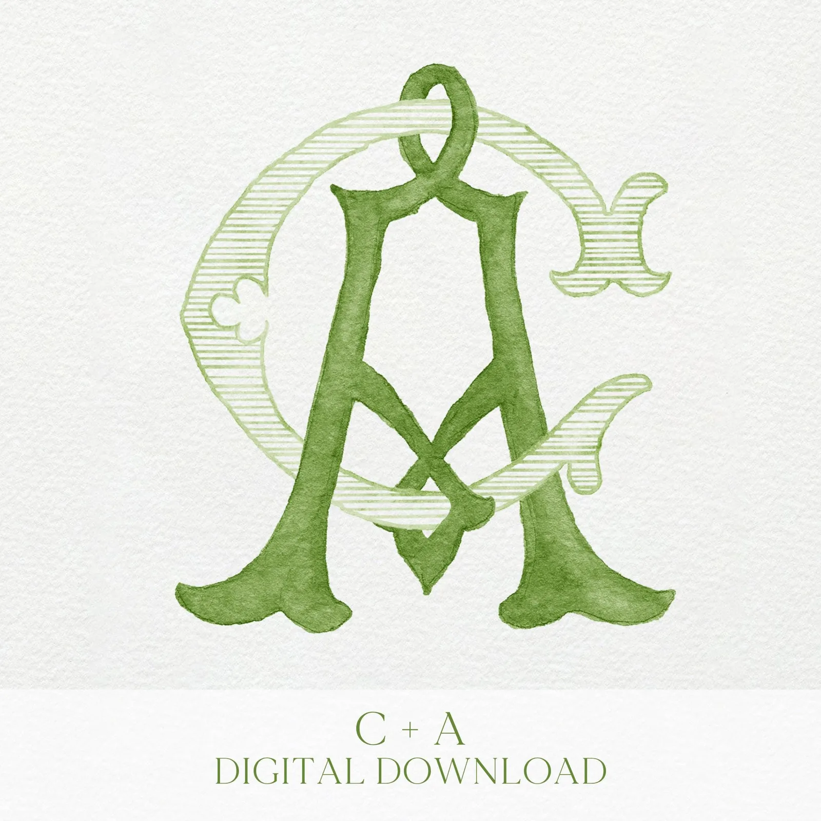Watercolor Wedding Monogram AC/CA - Classic Design (Digital Download)