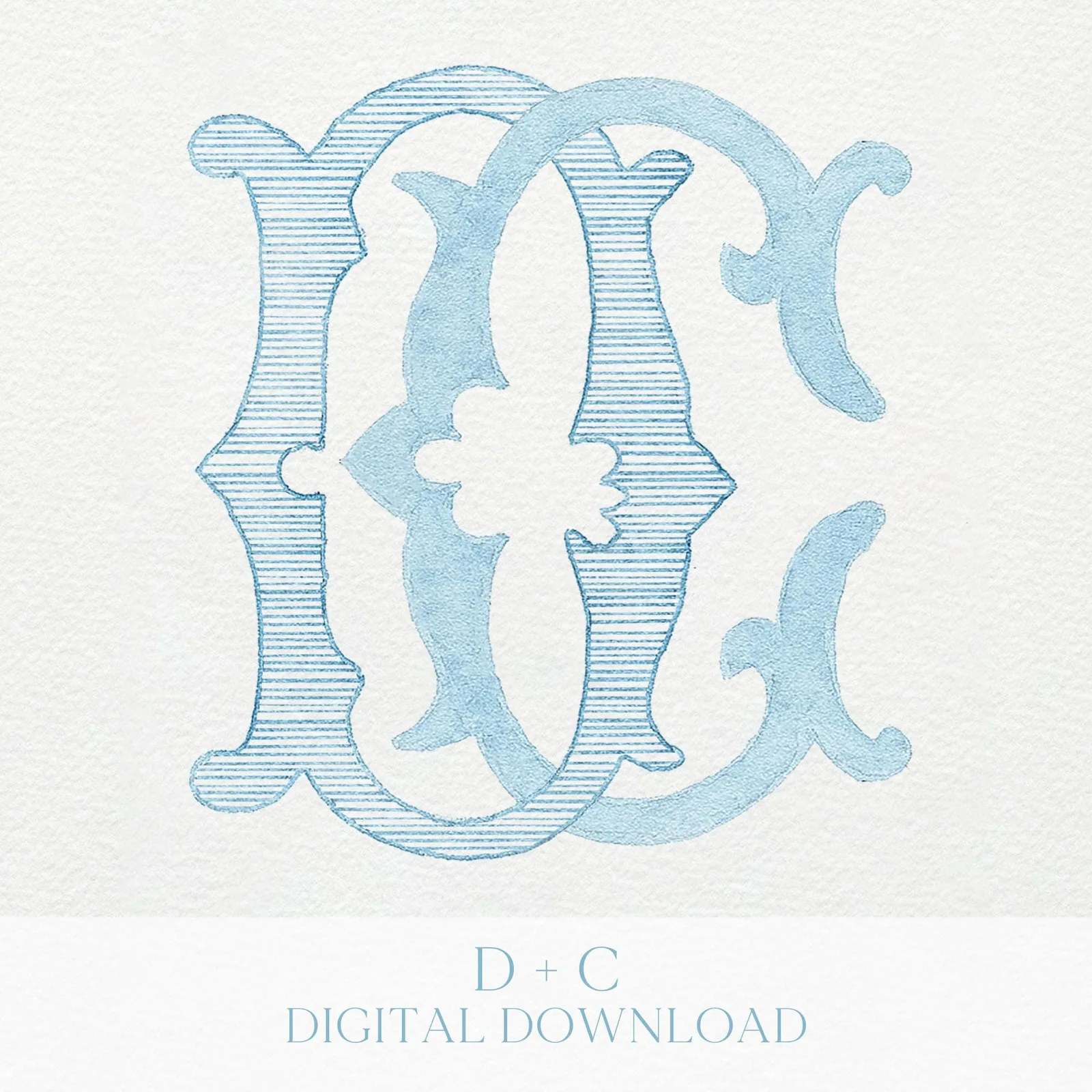 Watercolor Wedding Monogram – DC Interlocking Design (Digital Download)