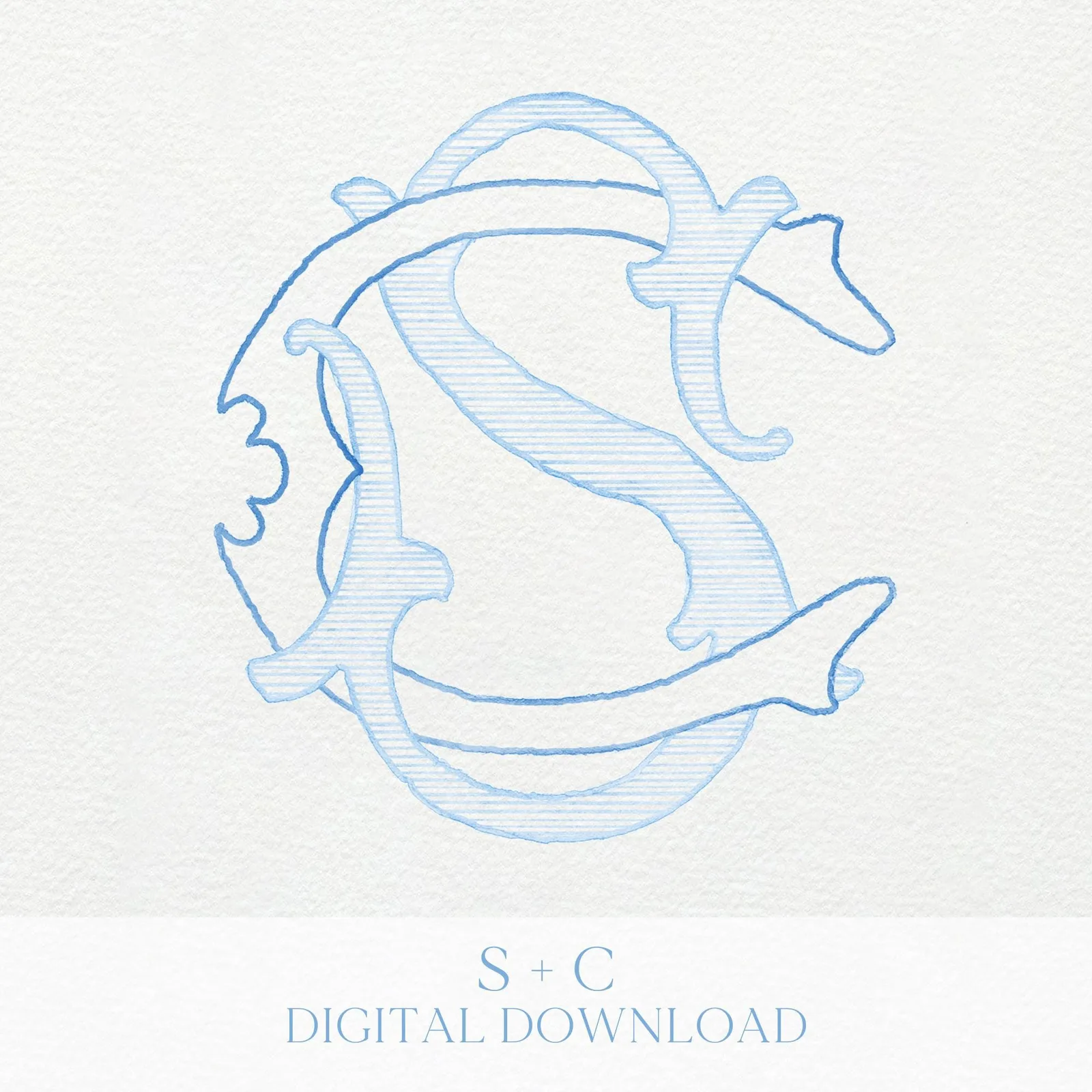 Watercolor Wedding Monogram – CS Interlocking Design (Digital Download)