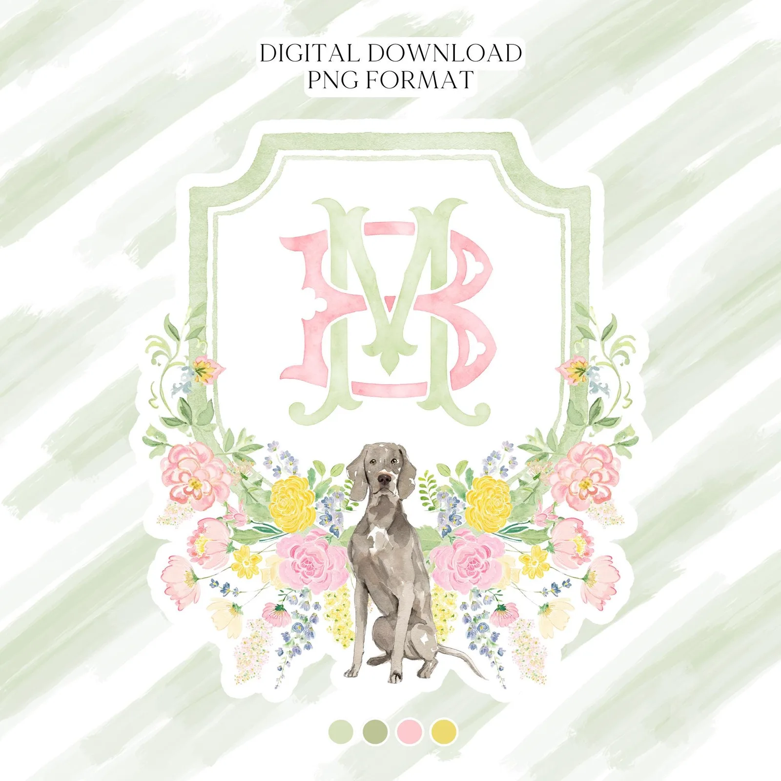 Wildflowers Bright Floral Colorful Watercolor Wedding Crest - Monogram Crest - Floral Watercolor Wedding Crest - Romantic Wedding Crest