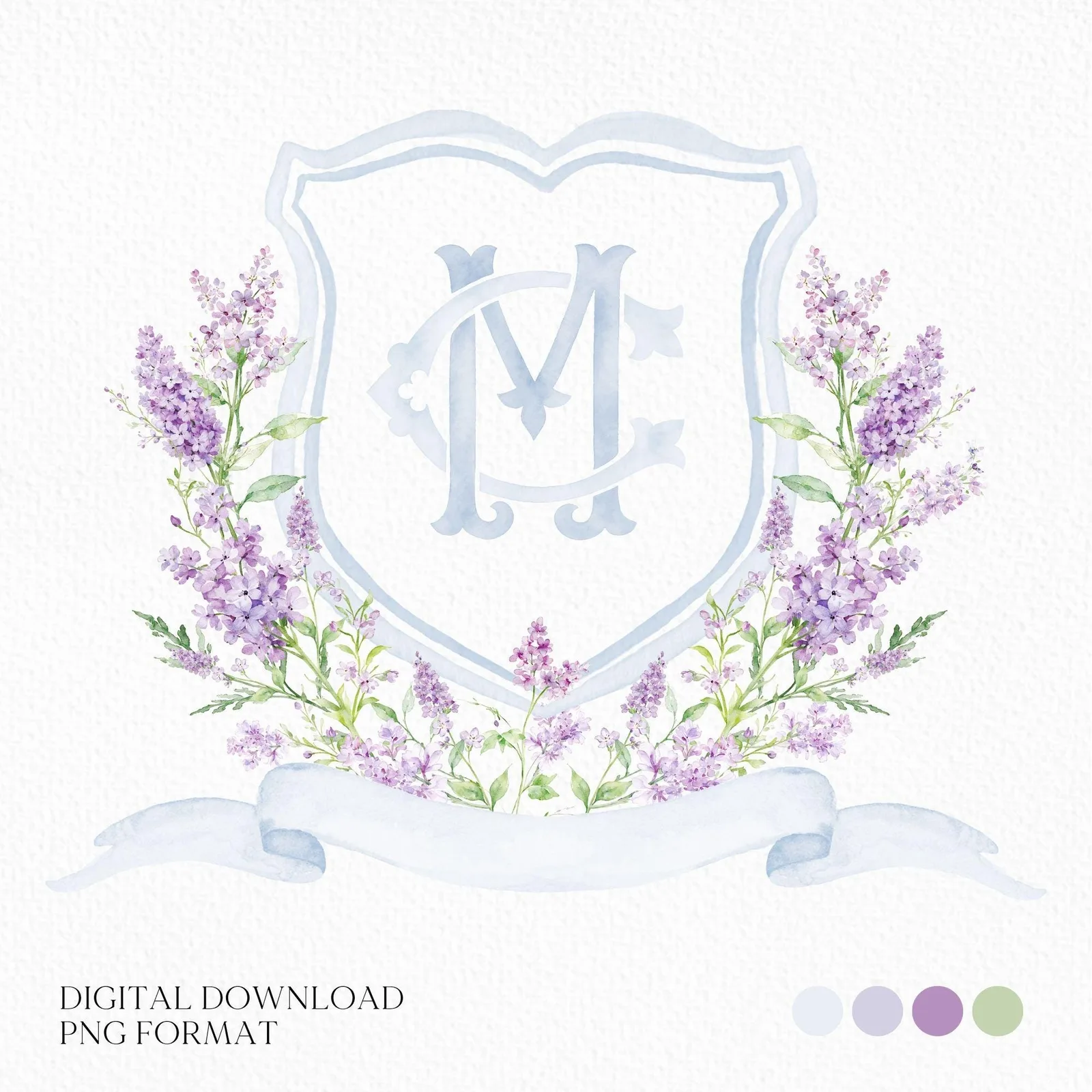 Lilac Lavender Purple Flower Wedding Crest