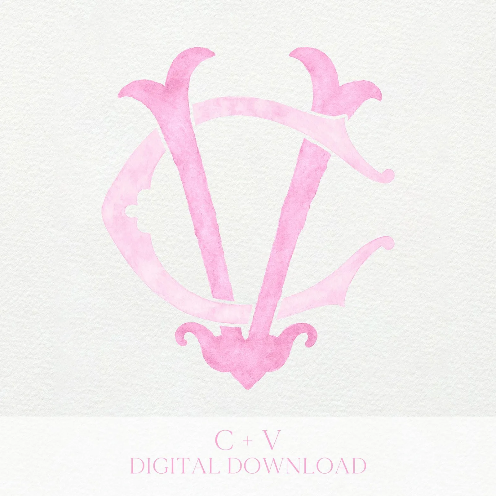 Watercolor Wedding Monogram VC CV - Classic (Digital Download)