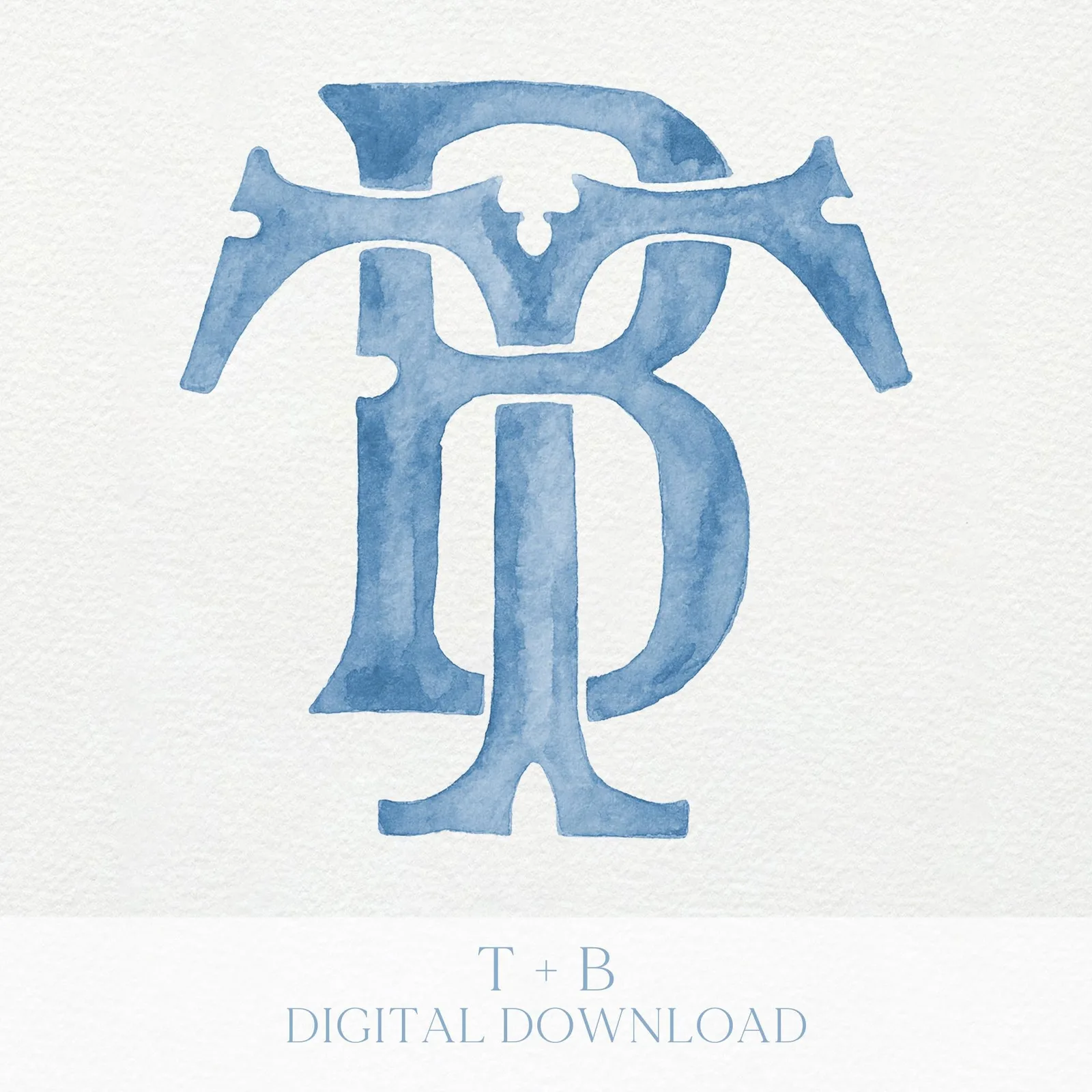 Watercolor Wedding Monogram – TB/BT Classic Design (Digital Download)