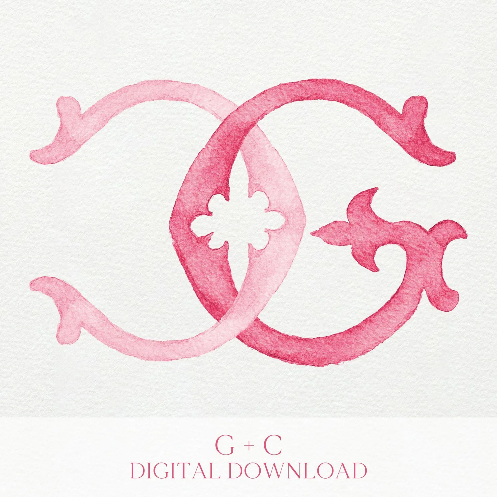 Watercolor Wedding Monogram – GC/CG Initial Crest (Digital Download)