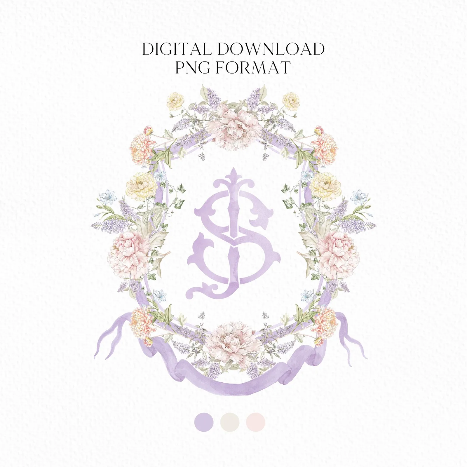 Botanical Garden Flower Wedding Crest - Monogram Crest