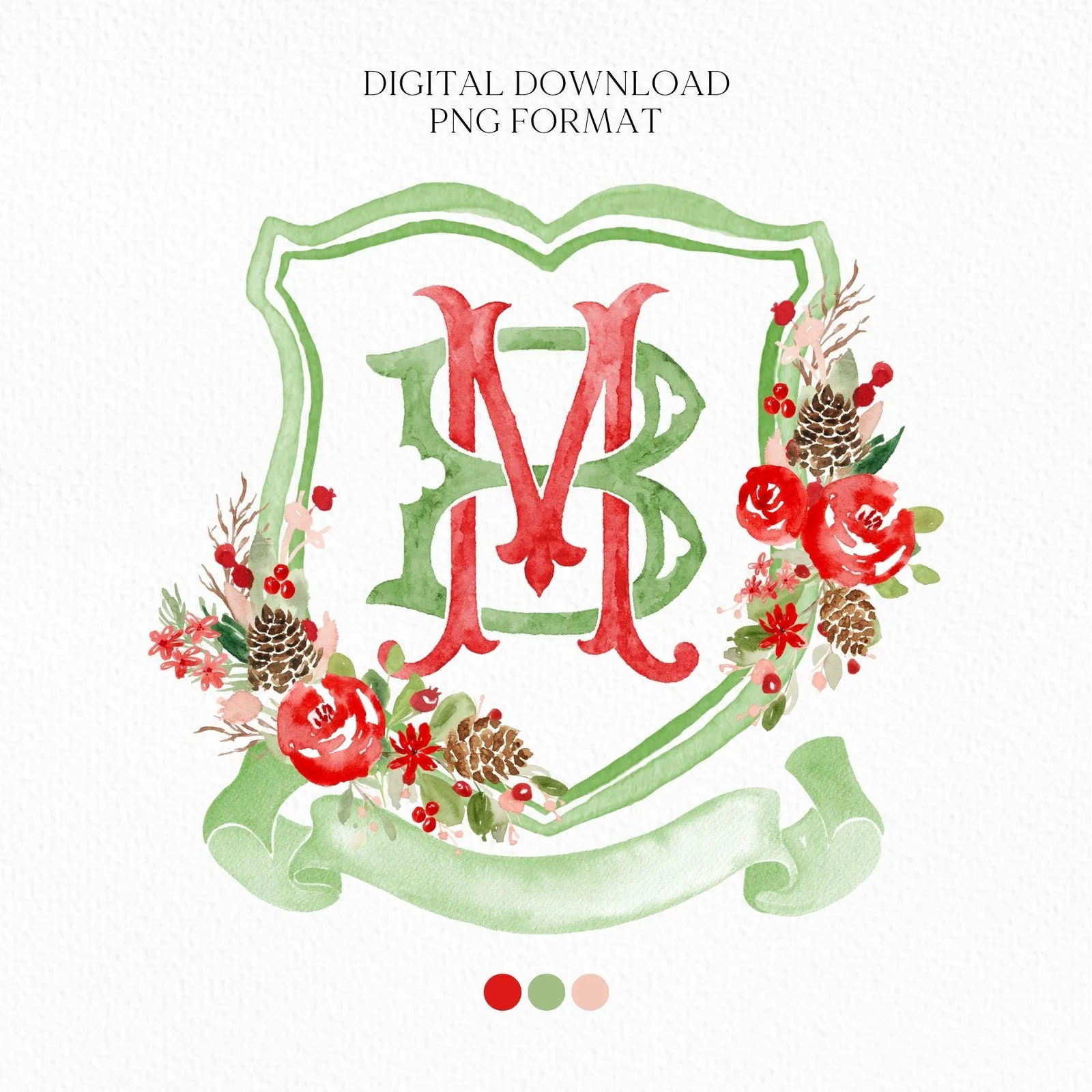 Custom Monogram Christmas Wedding Crest