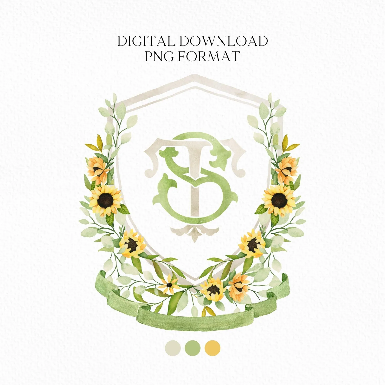 Sunflower Rustic Flower Wedding Crest