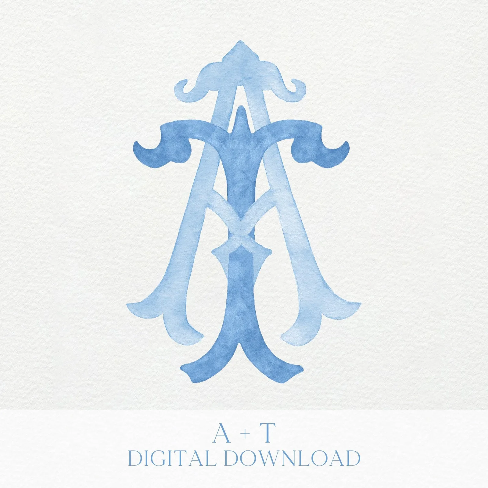 Watercolor Wedding Monogram AT - TA (Digital Download)