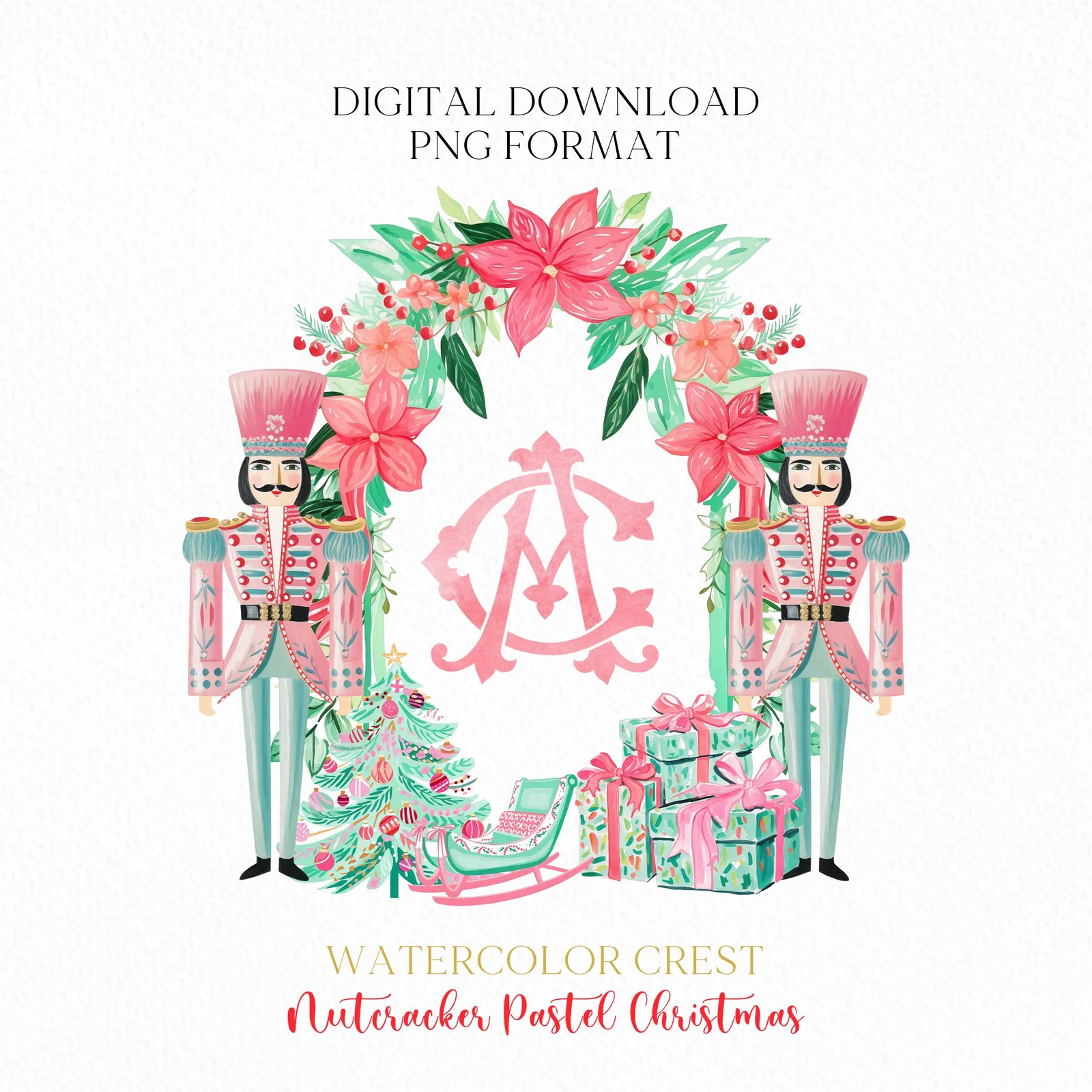 Nutcracker Pastel Christmas Crest - Monogram Crest