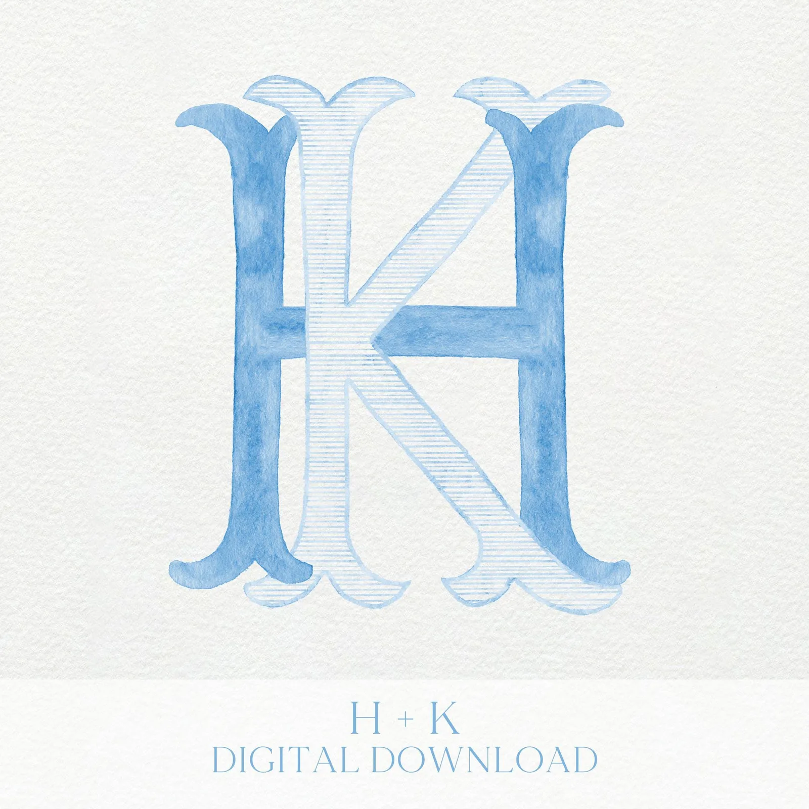 Watercolor Wedding Monogram HK - Classic Initials (Digital Download)