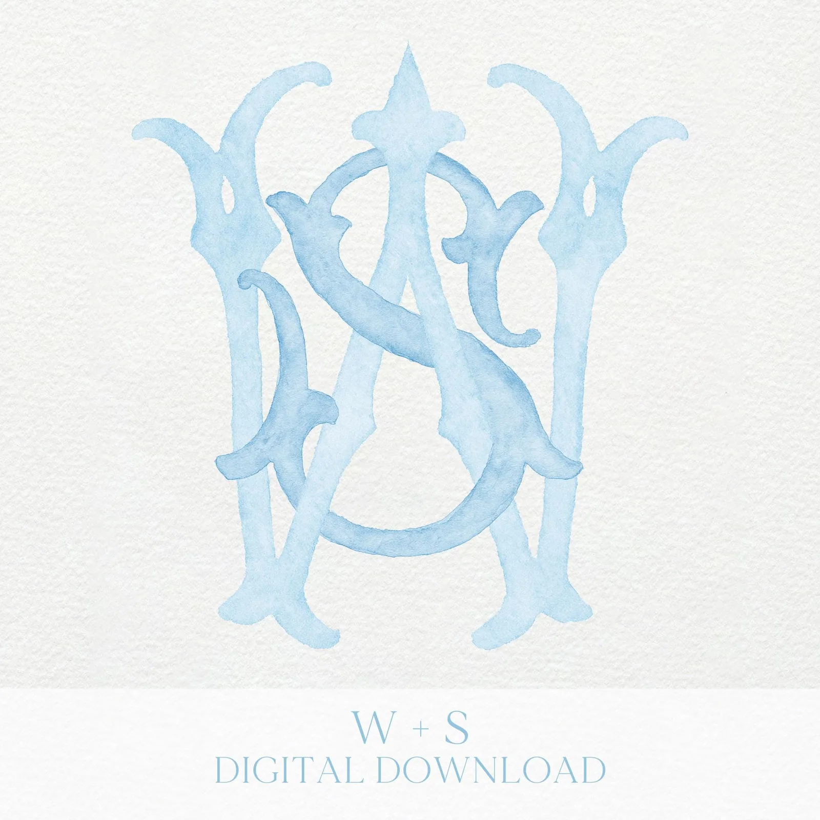 Watercolor Wedding Monogram – WS/SW Classic Design (Digital Download)