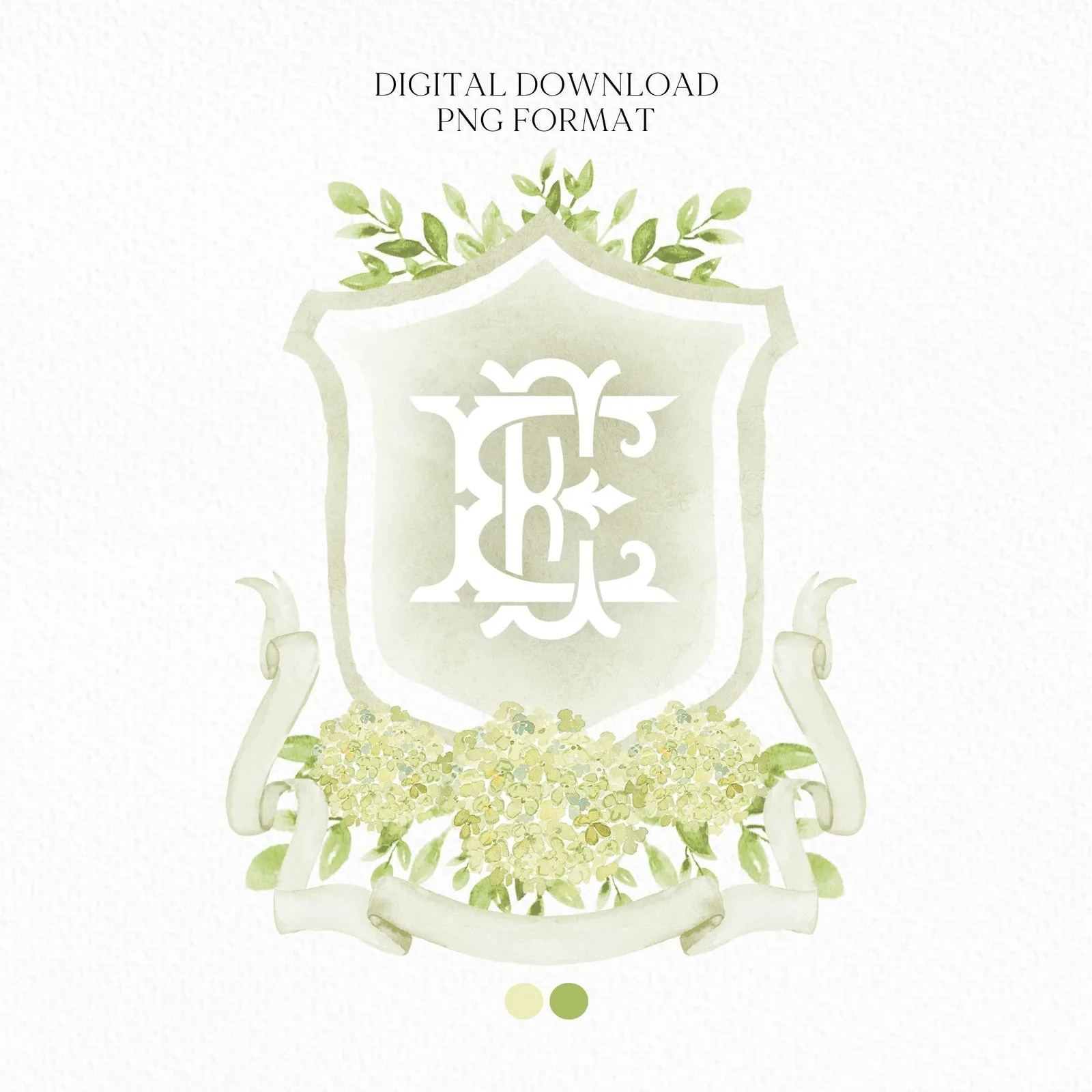 Green Hydrangea Flower Wedding Crest
