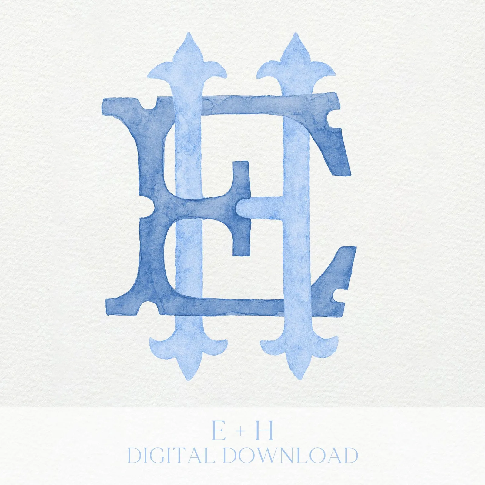 Watercolor Wedding Monogram EH – Classic Style (Digital Download)