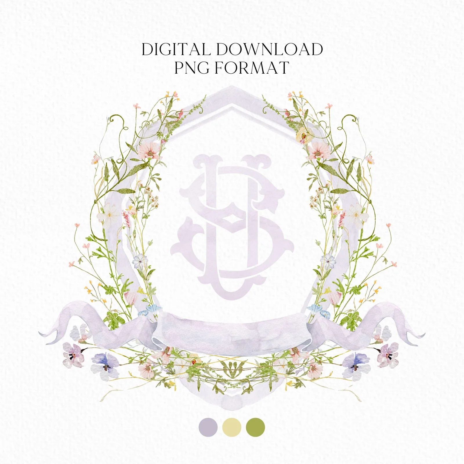 Isabella Wildflower Flower Wedding Crest - Monogram Crest