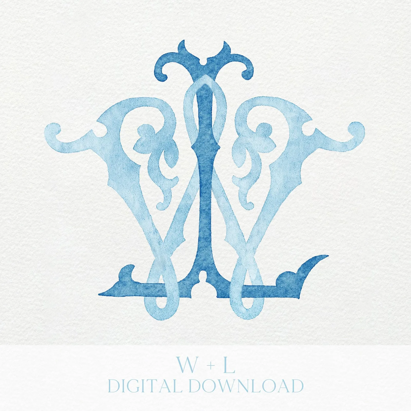 Watercolor Wedding Monogram – LW Classic Design (Digital Download)