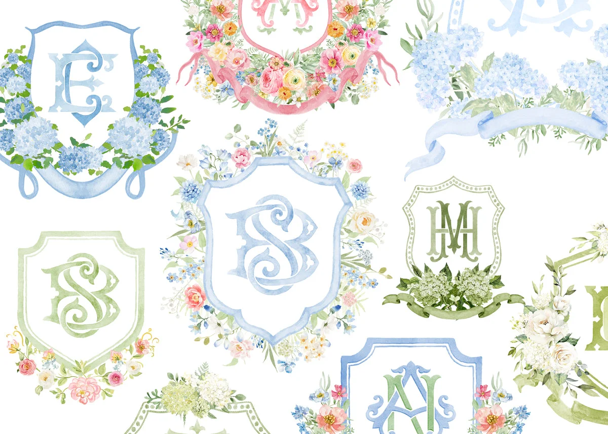 Watercolor Wedding Crest