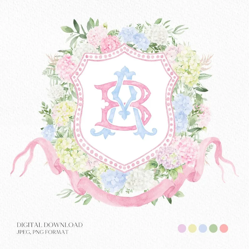 Blue White Pink Hydrangea Flower Wedding Cres