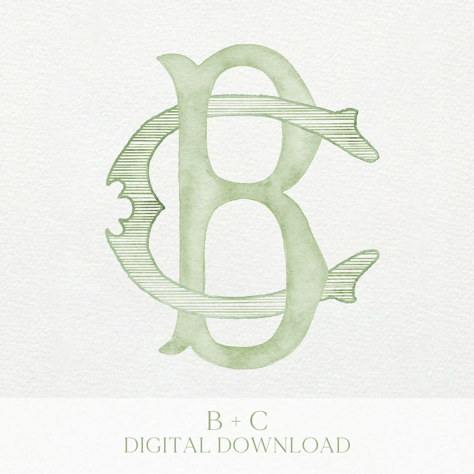 Watercolor Wedding Monogram CB - Classic BC (Digital Download)