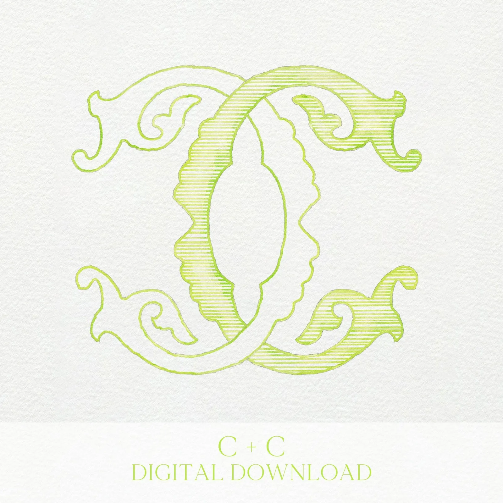 Watercolor Wedding Monogram CC Classic Monogram - Digital Download - 2 Letter Monogrammed - Custom Watercolor Wedding Crest